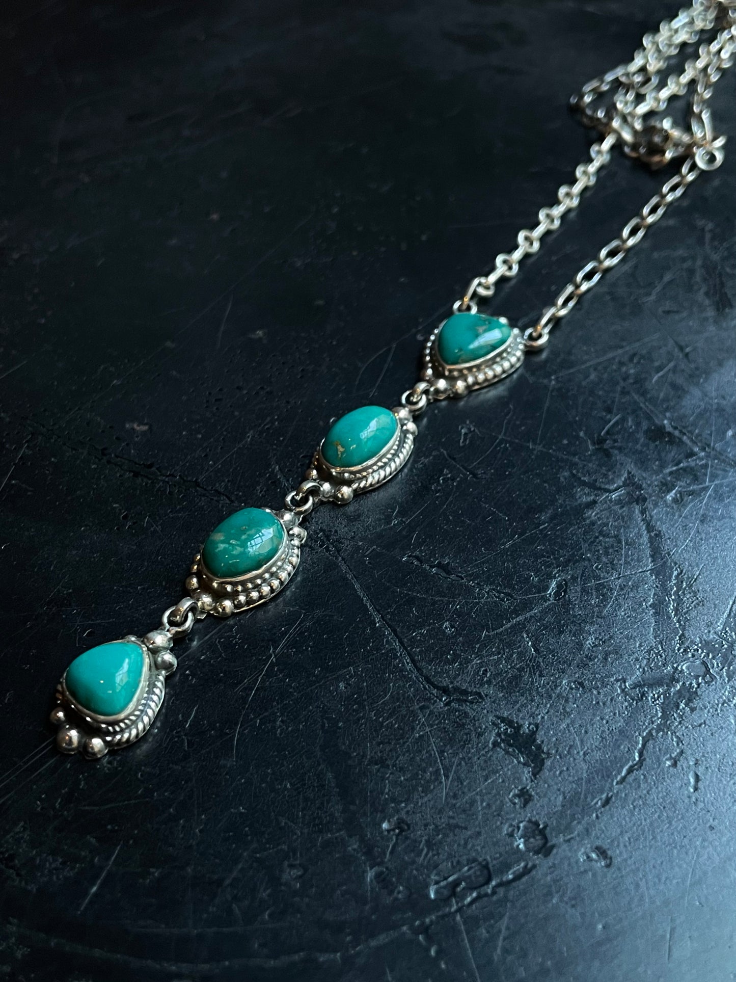 Turquoise Station Necklace | Sterling Silver 925 C647