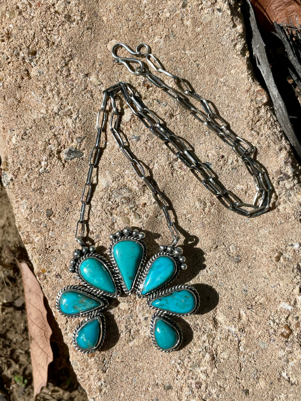 Kingman Turquoise Naja Necklace | 925 Sterling Silver D126