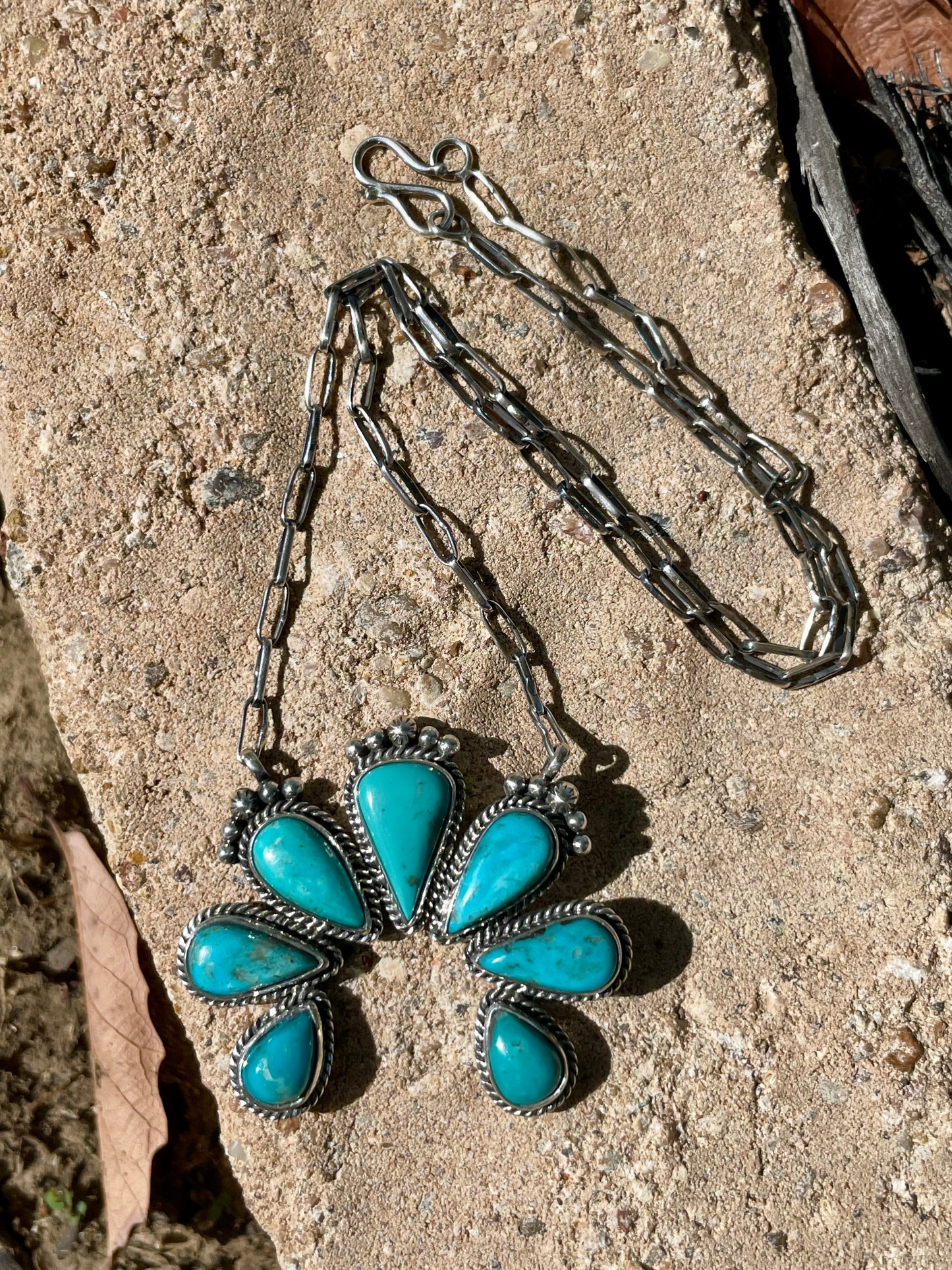 Kingman Turquoise Naja Necklace | 925 Sterling Silver D126