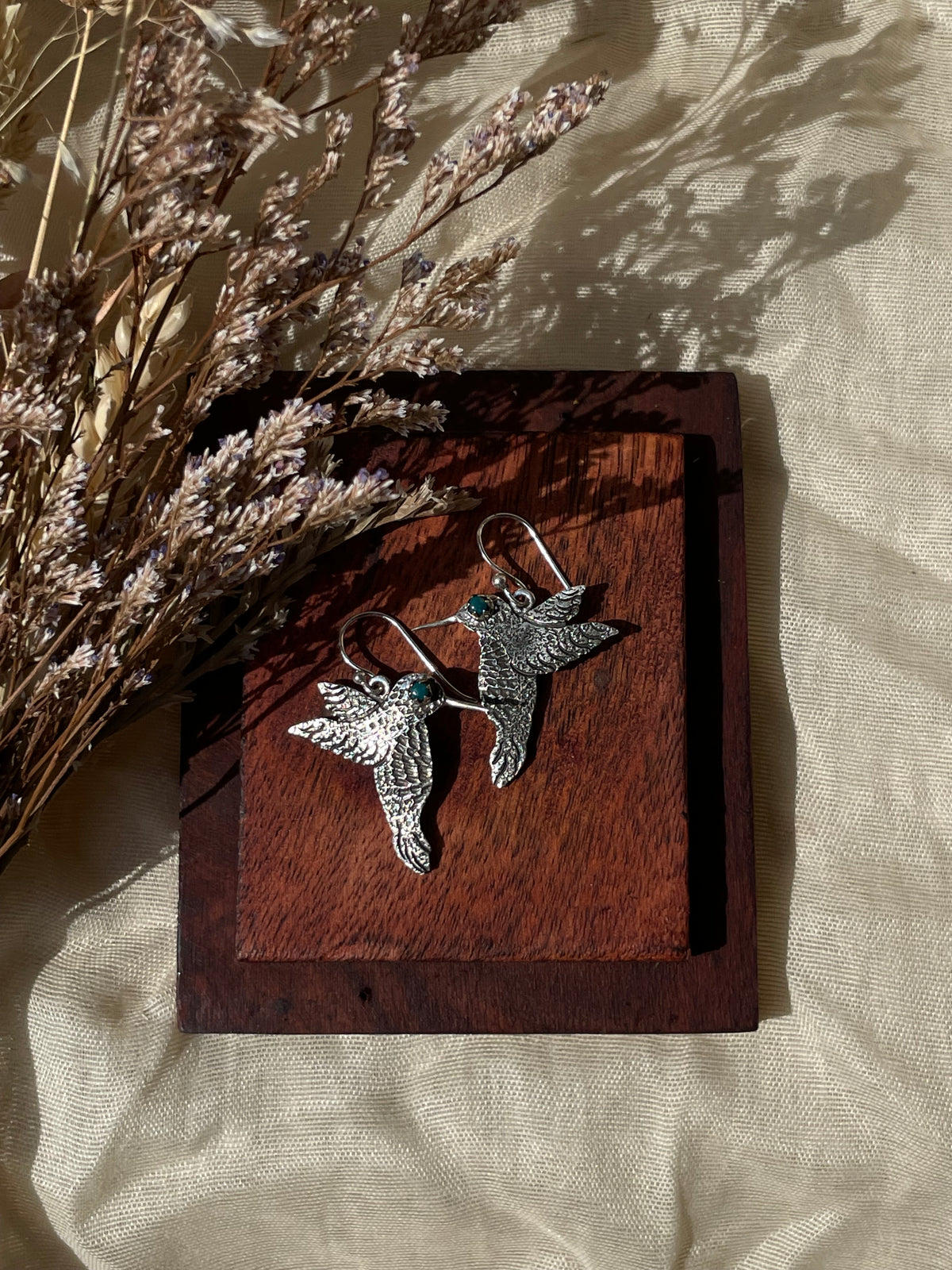 Turquoise Hummingbird Earrings | 925 Sterling Silver Hooks E374