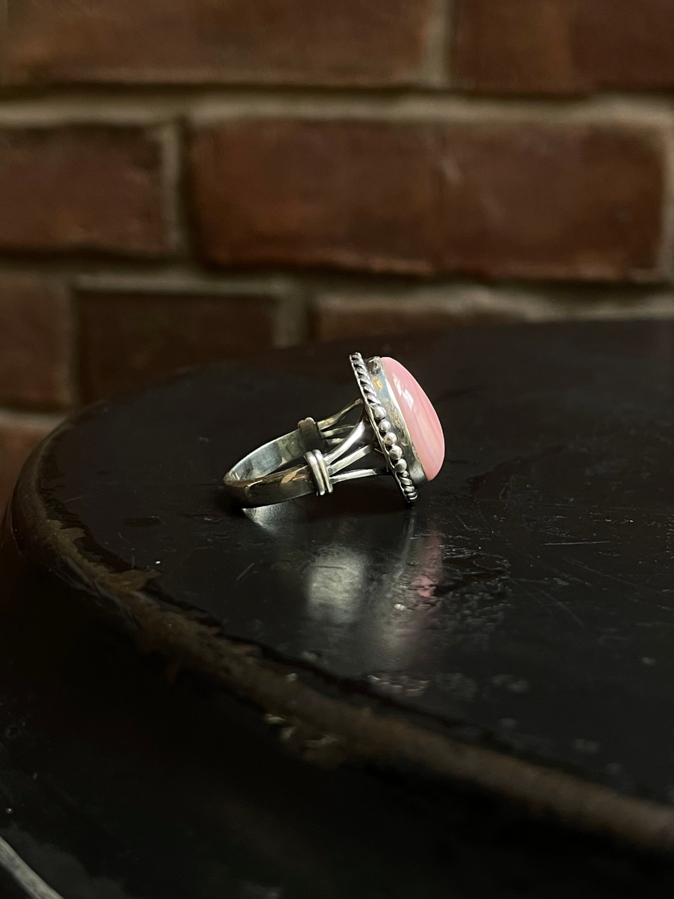 Pink Conch Ring Size 8 | 925 Sterling Silver E747