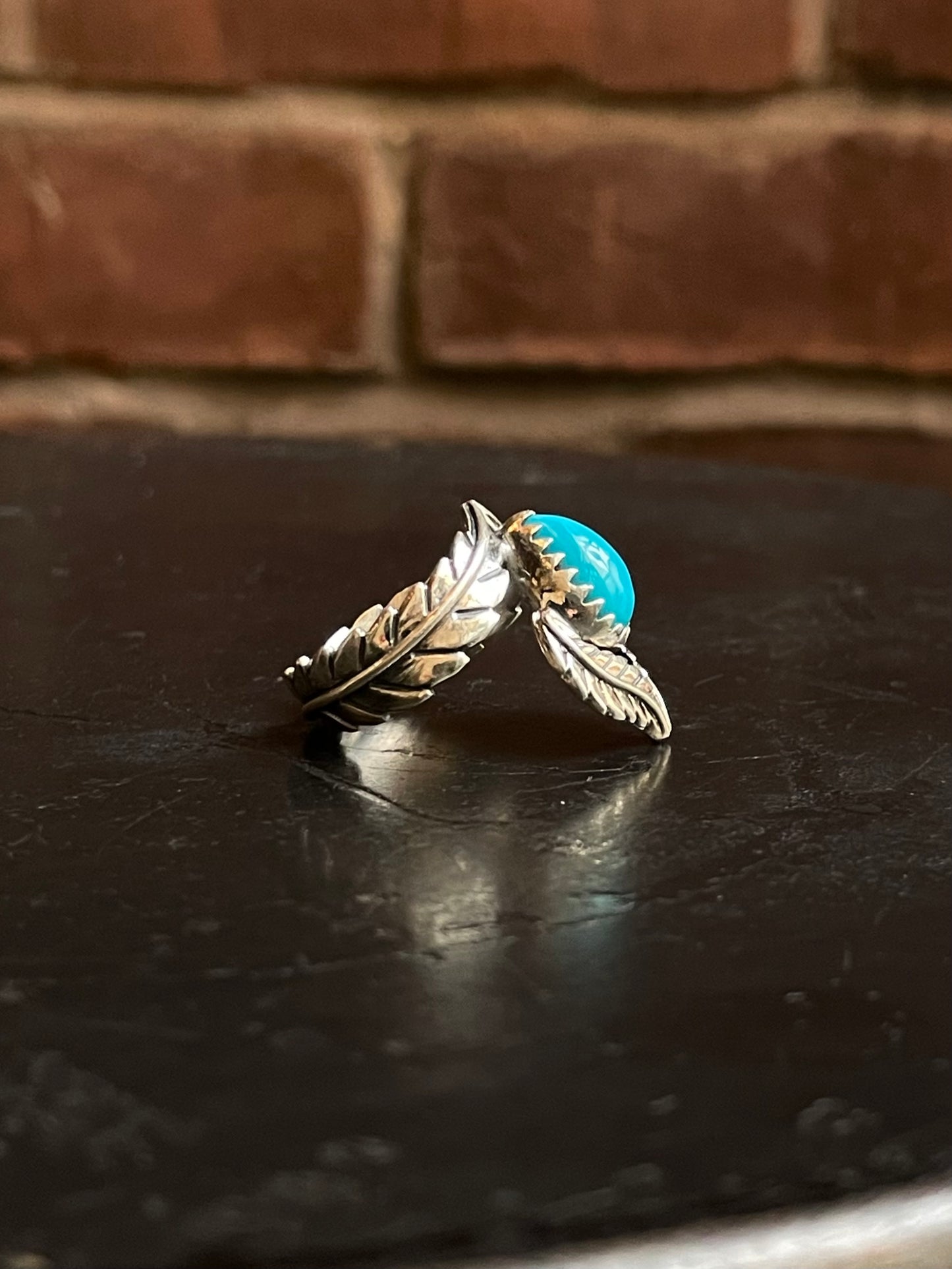 Kingman Turquoise Feather Ring Size 8 | 925 Sterling Silver G503