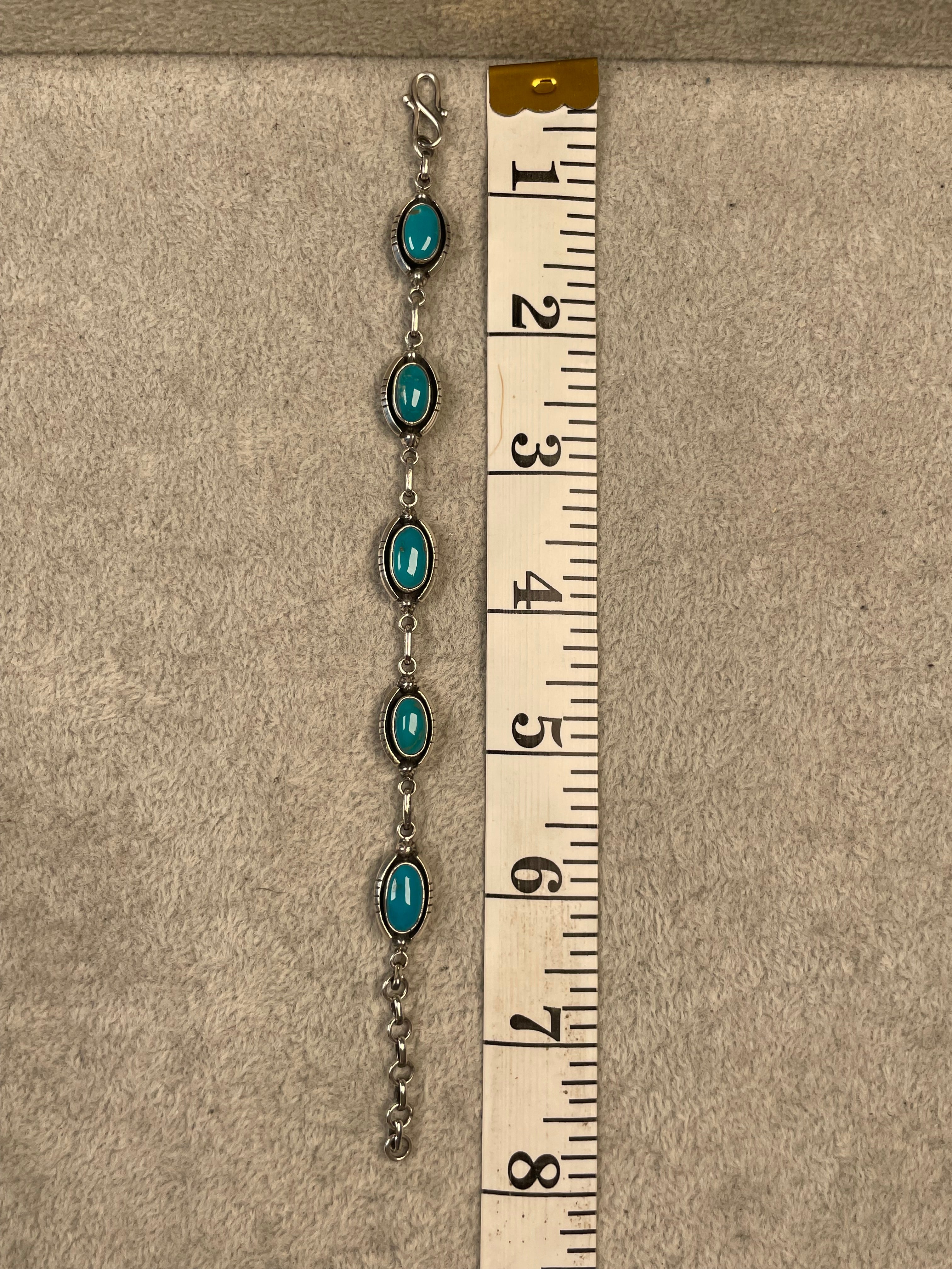 Kingman Turquoise Link Bracelet | Sterling Silver D137