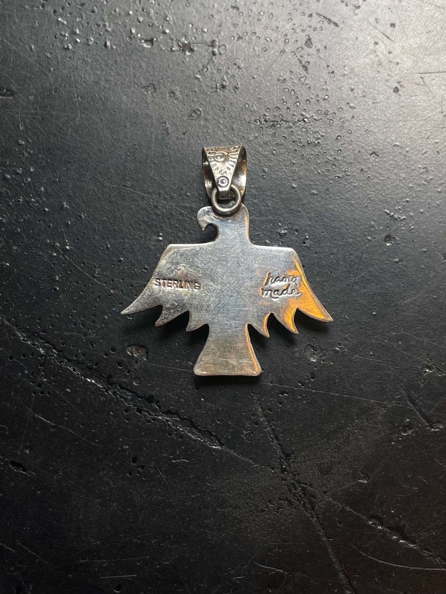 Pink Conch Thunderbird Pendant | Sterling Silver E725