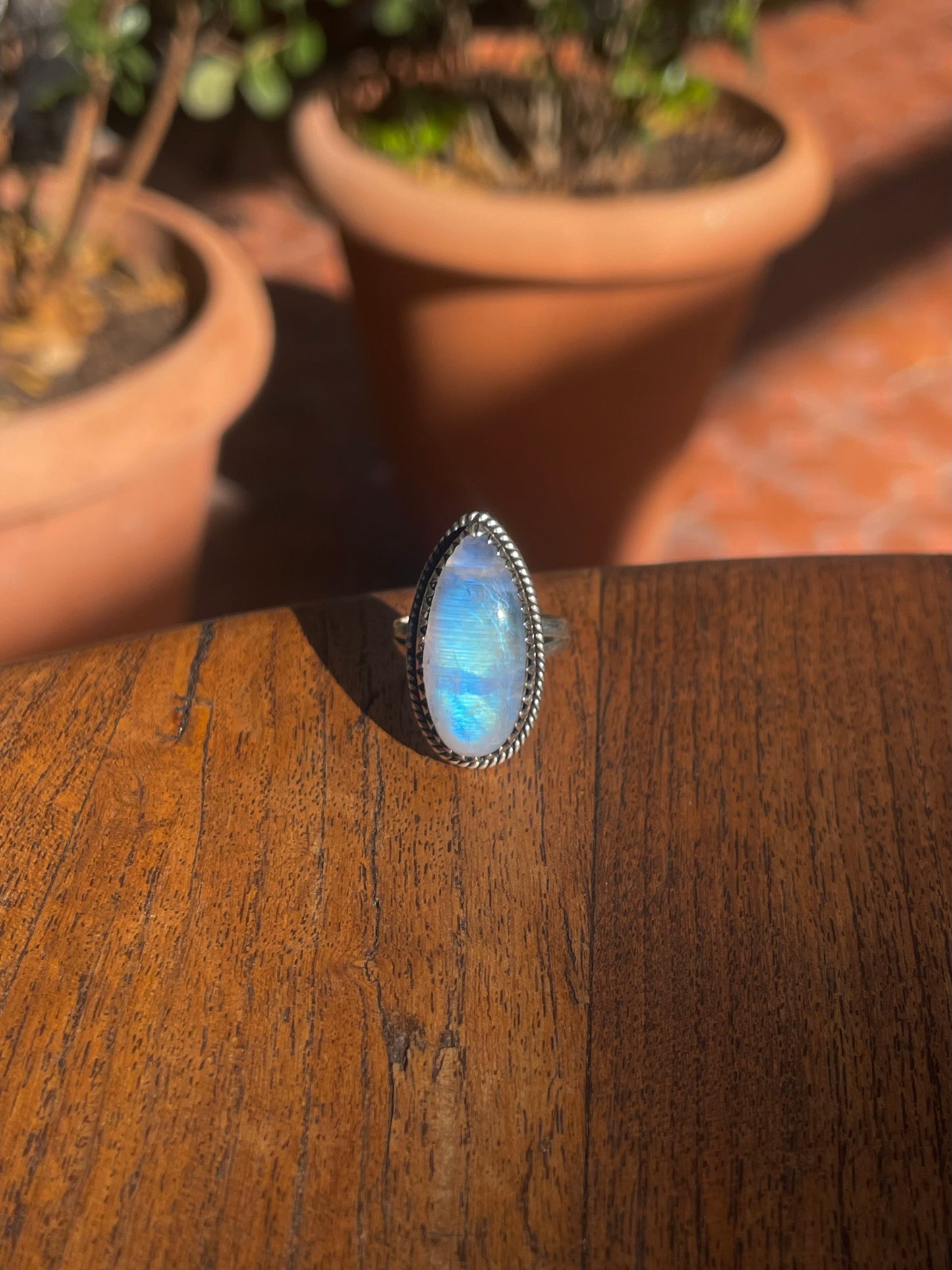 Moonstone Ring | Sterling Silver | Handmade Size 6.75 C859