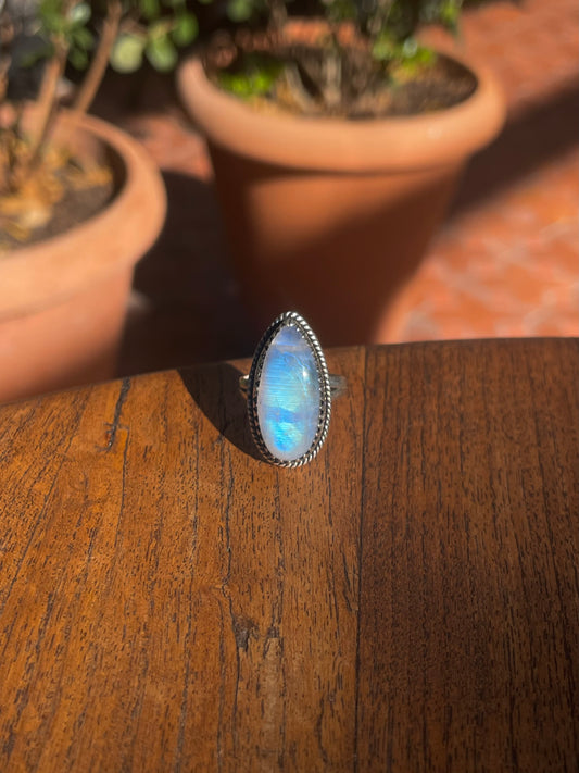 Moonstone Ring | Sterling Silver | Handmade Size 6.75 C859