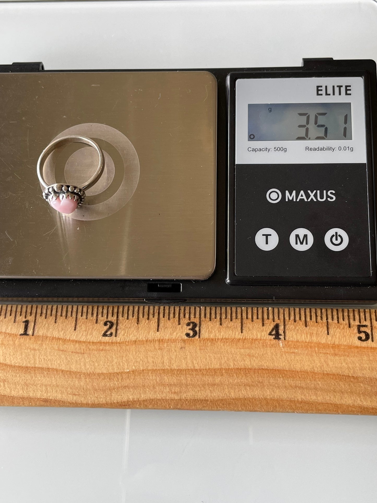 Pink Conch Heart Ring Size 7.5 | 925 Sterling Silver G162