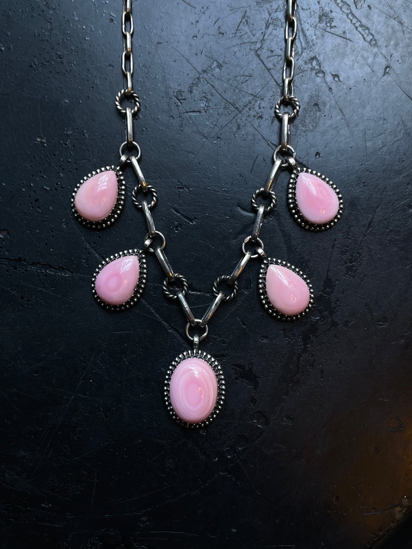 Pink Conch Lariat Necklace | 925 Sterling Silver E341