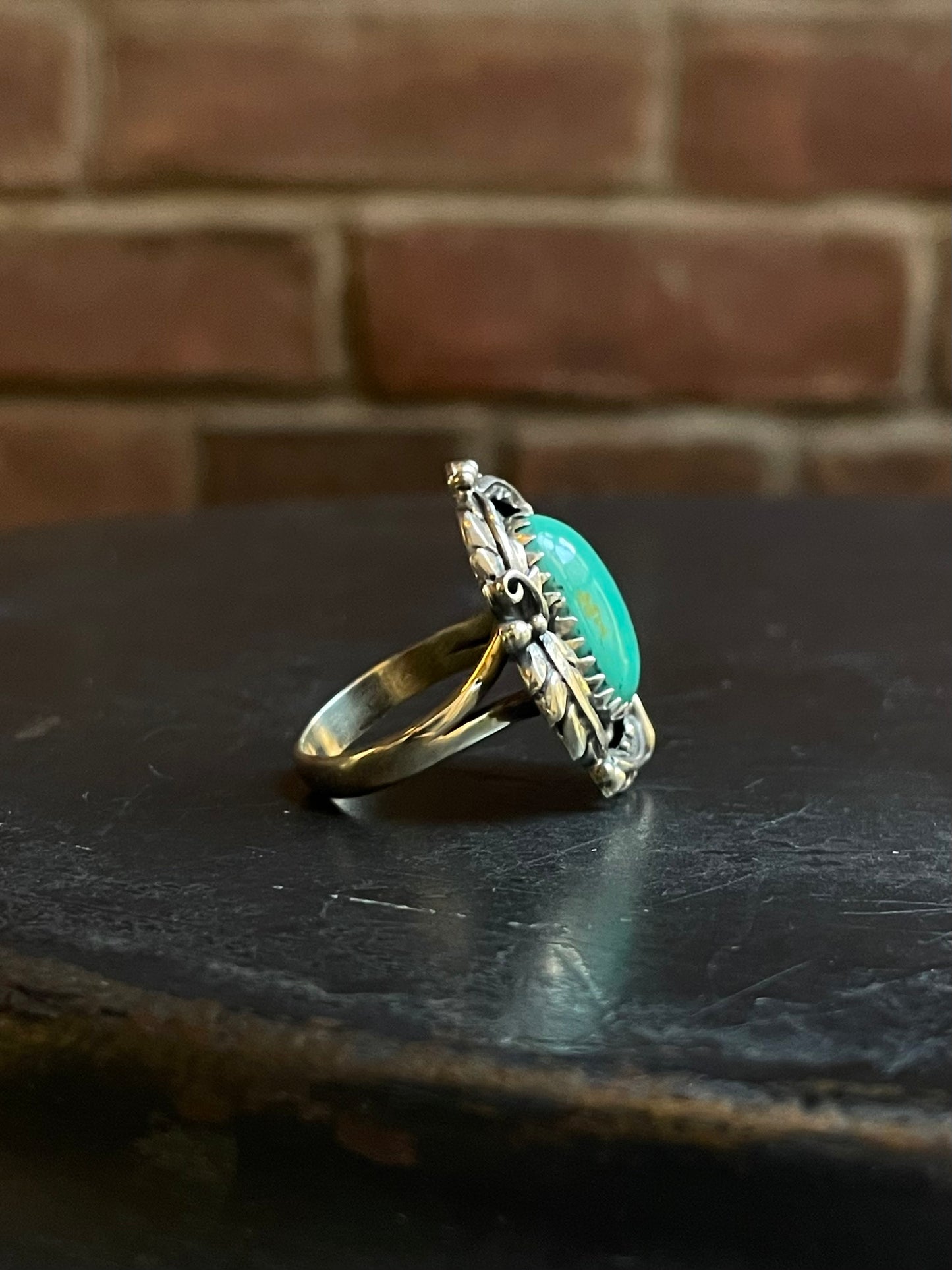 Turquoise Feather Ring Size 8 | Sterling Silver E866