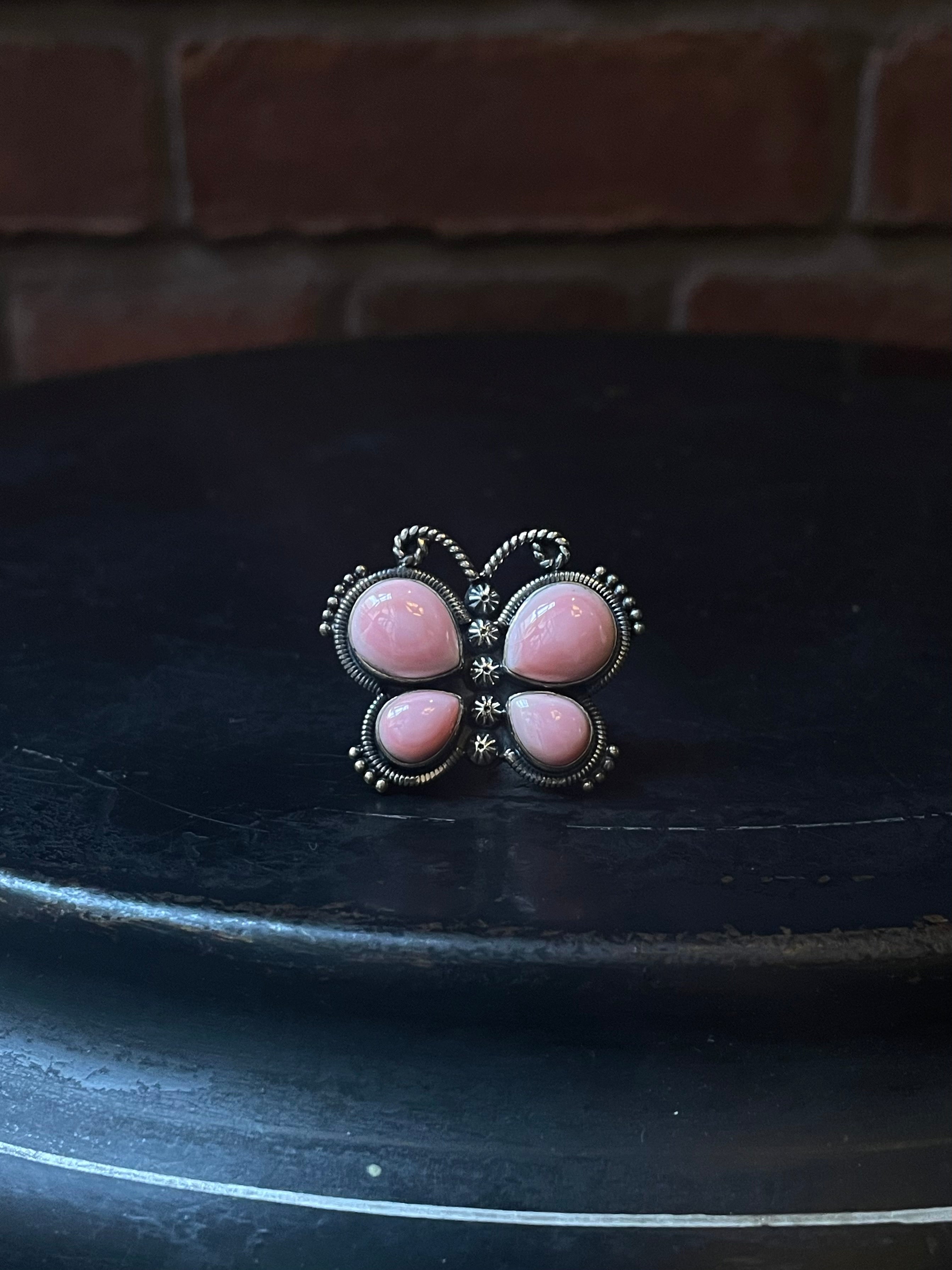 Pink Conch Butterfly Ring Size 6 | 925 Sterling Silver C926