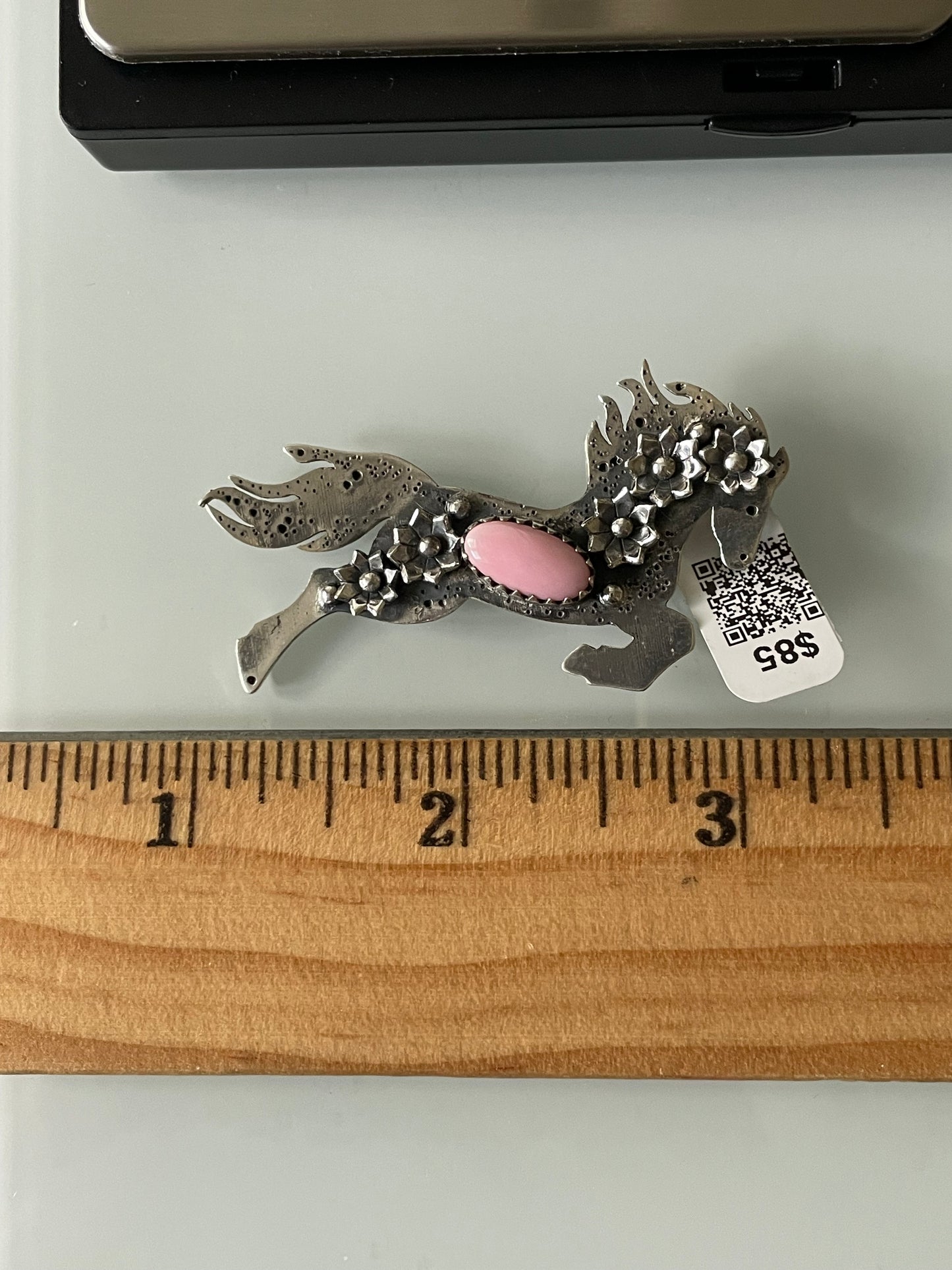 Pink Conch Horse Pendant | Sterling Silver | A664