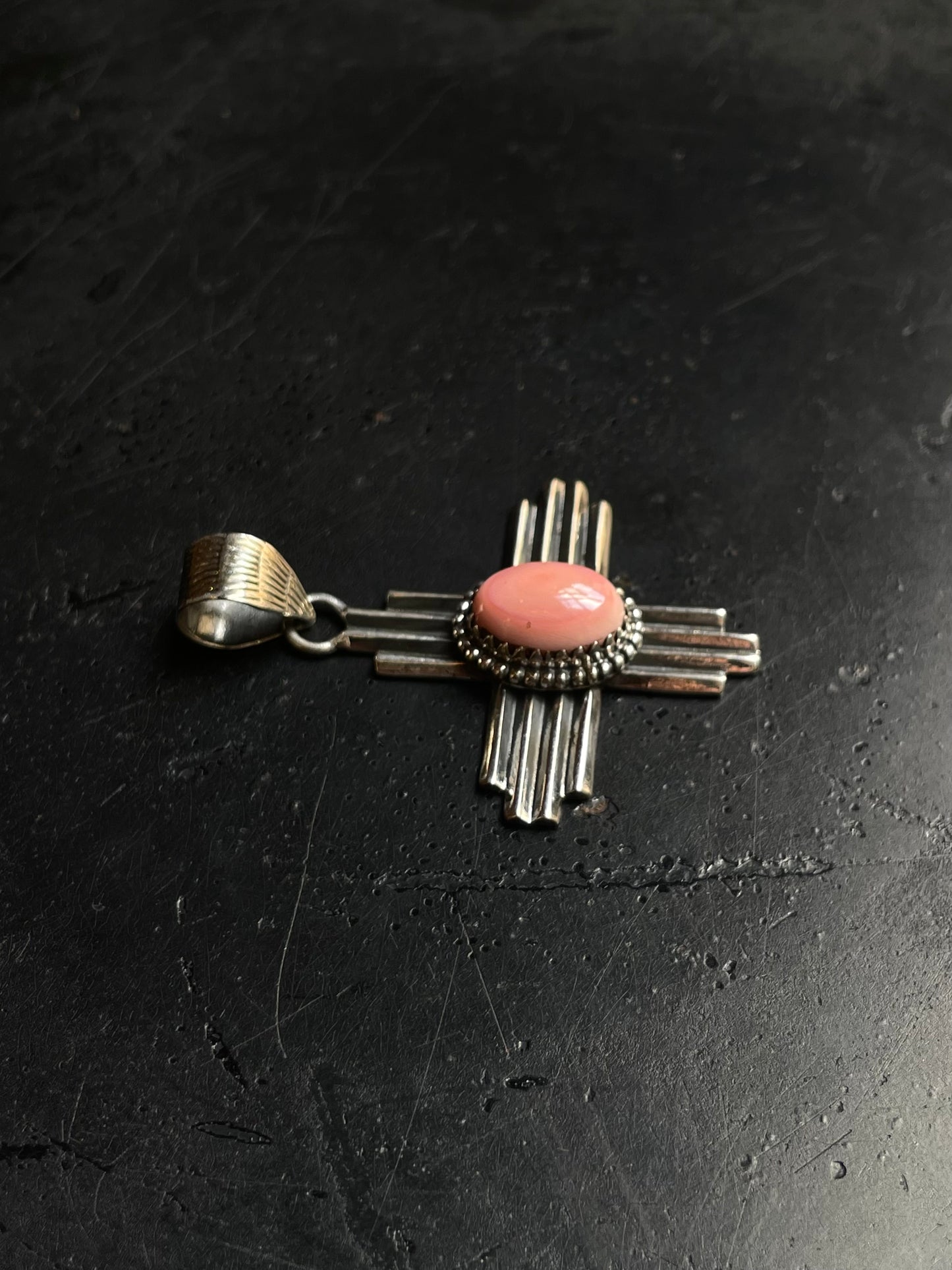 Pink Conch Cross Pendant | 925 Sterling Silver E236