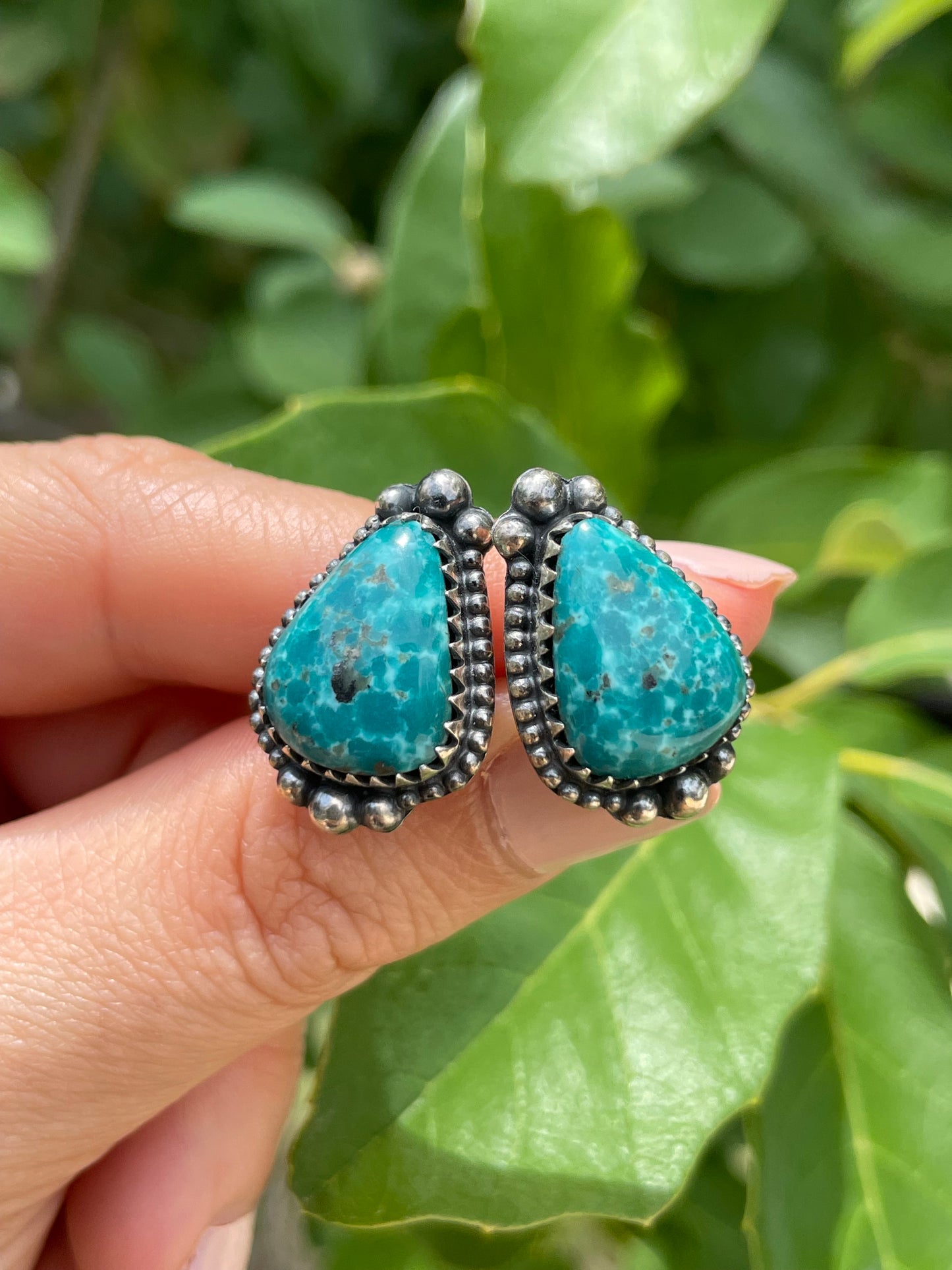 Kingman Turquoise Stud Earrings | 925 Sterling Silver D189