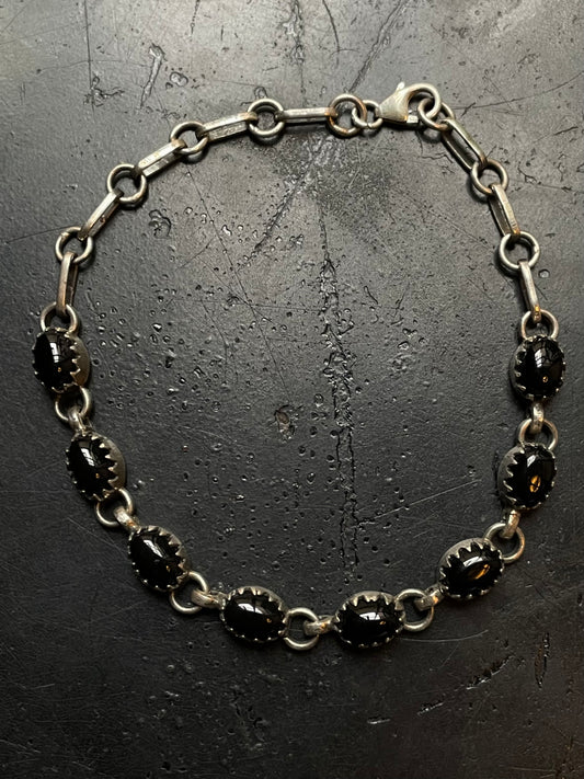 Black Onyx Link Bracelet | Sterling Silver G331