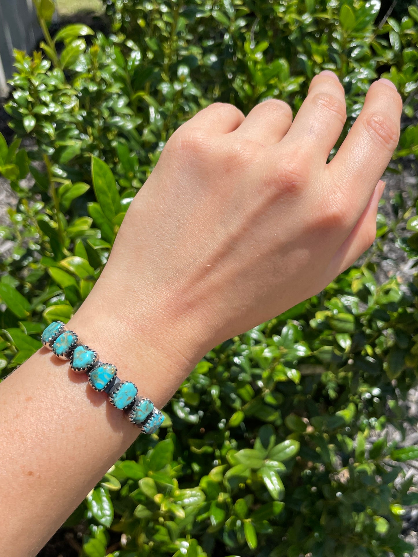Kingman Turquoise Row Cuff Bracelet | 925 Sterling Silver D149
