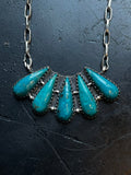 Kingman Turquoise Fan Necklace | 925 Sterling Silver E621