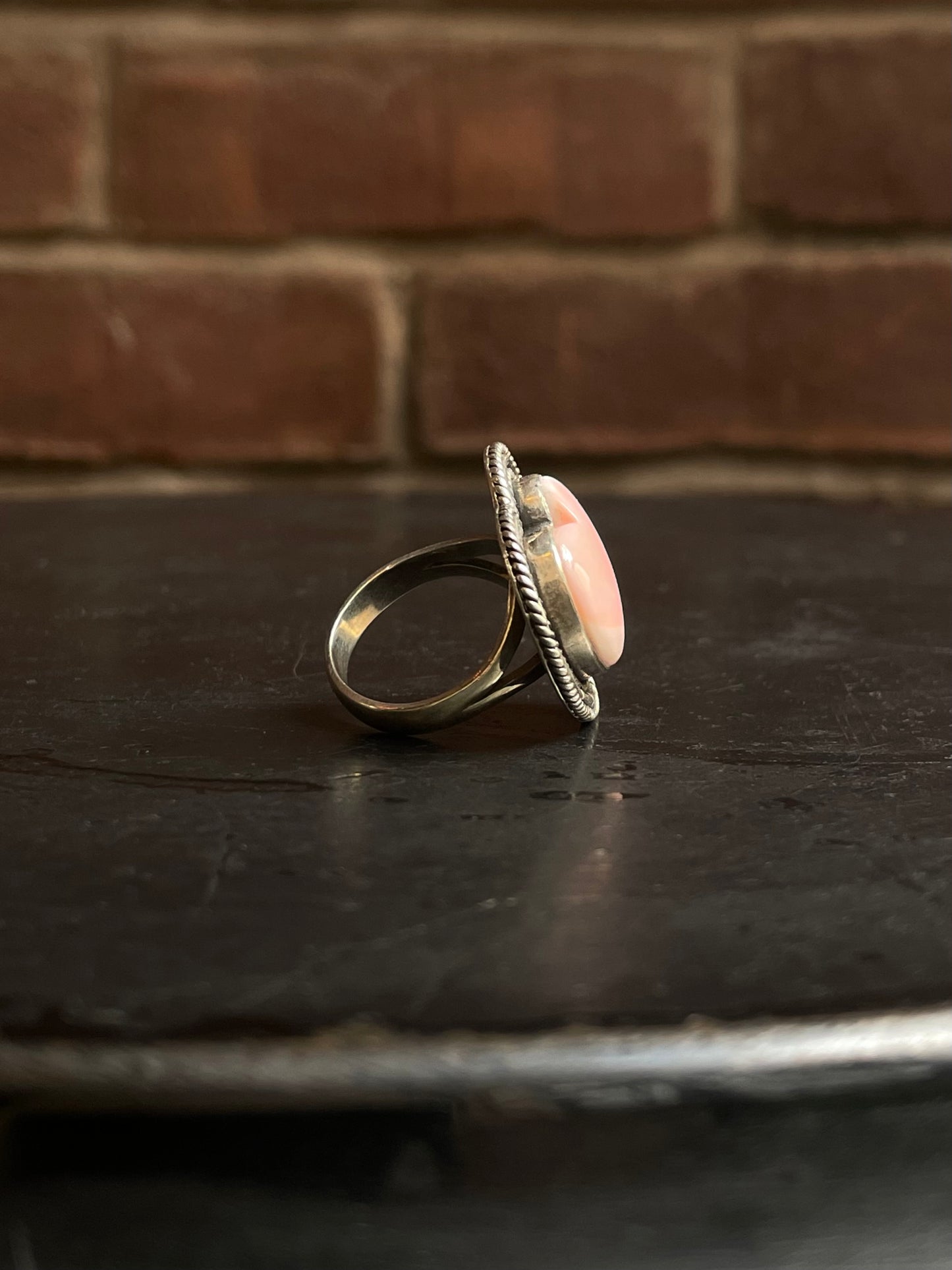 Pink Conch Heart Ring Size 8 | 925 Sterling Silver E987