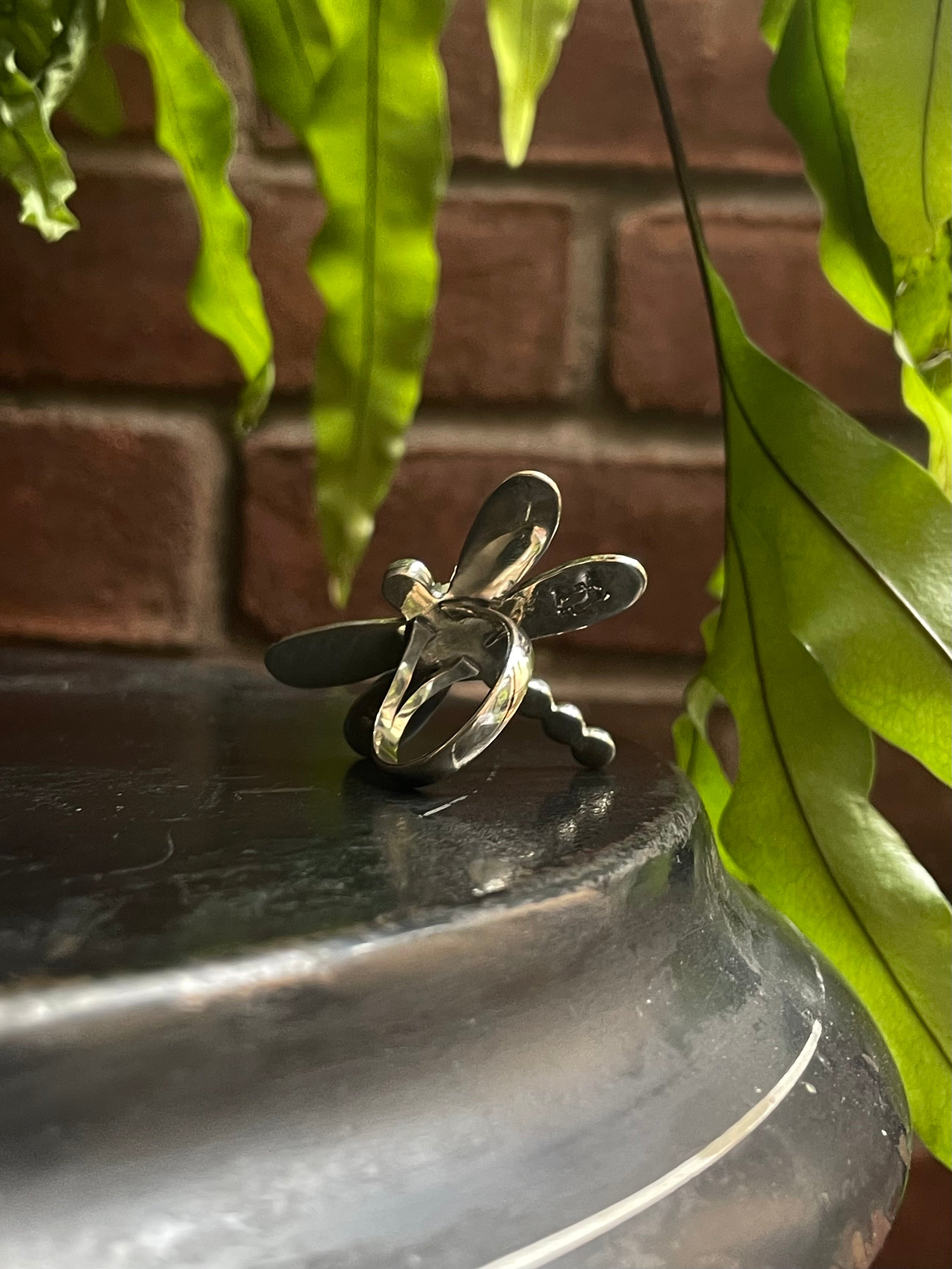 Turquoise Dragonfly Ring | Sterling Silver 925 Size 8 C700