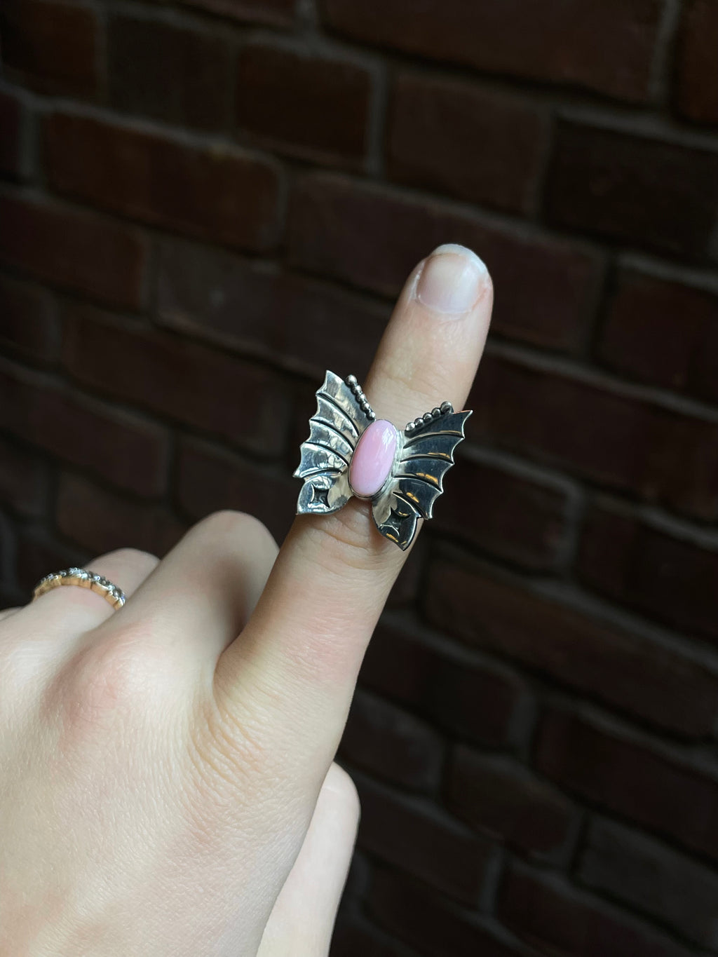Pink Conch Butterfly Ring Size 7.5 | 925 Sterling Silver Southwest E117