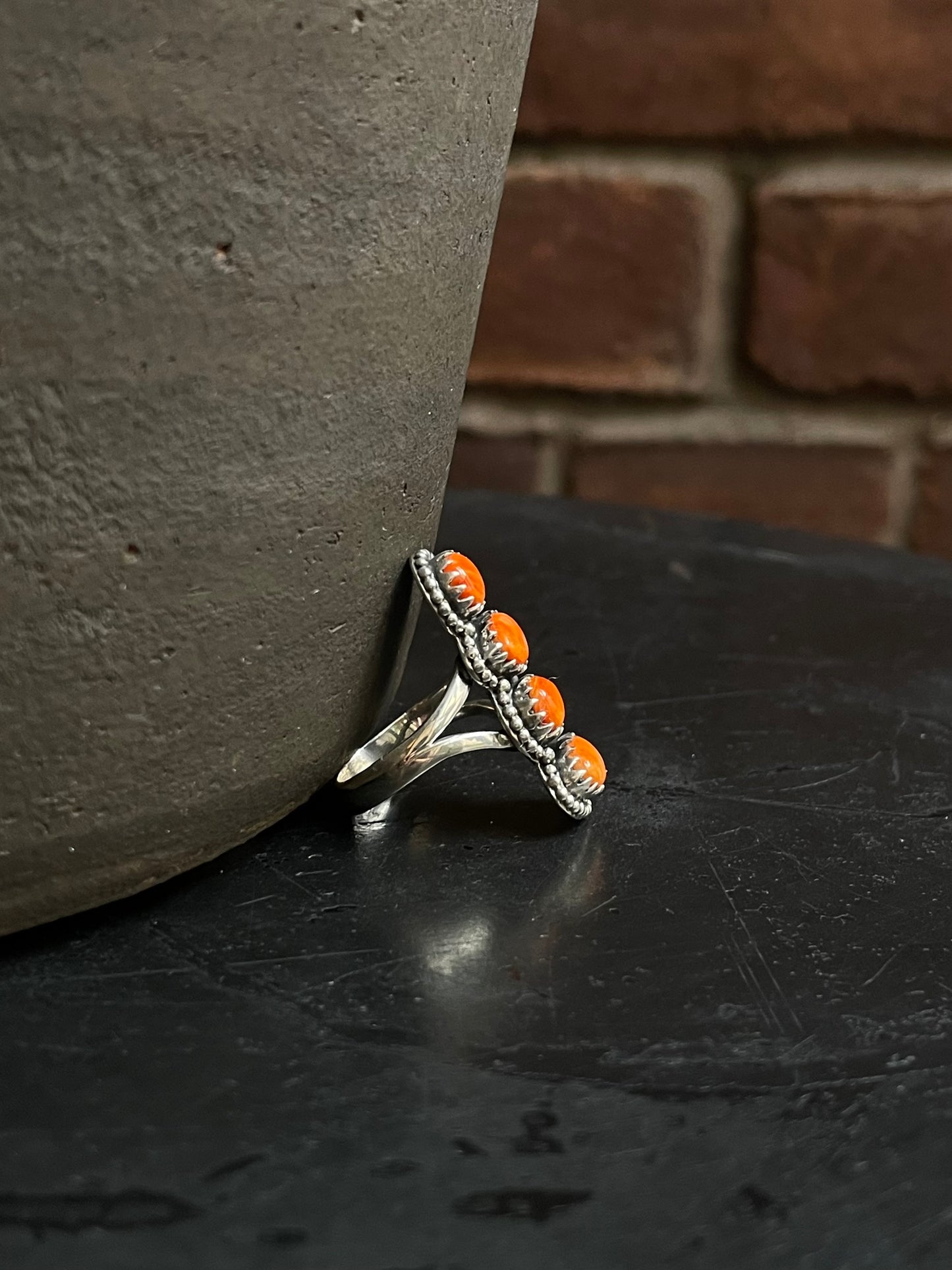 Spiny Oyster Row Ring Size 7 | 925 Sterling Silver Southwest E147