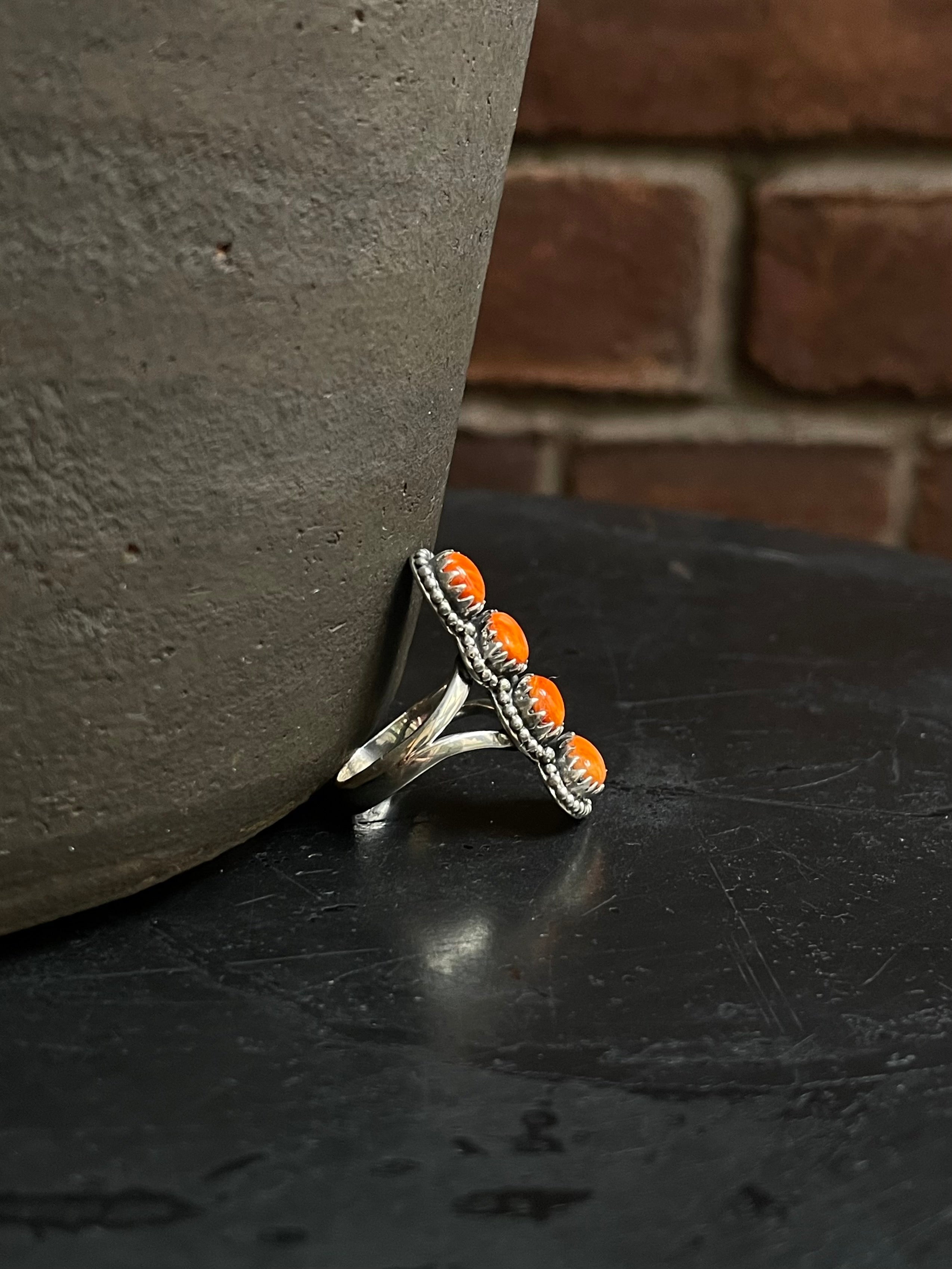 Spiny Oyster Row Ring Size 7 | 925 Sterling Silver Southwest E147
