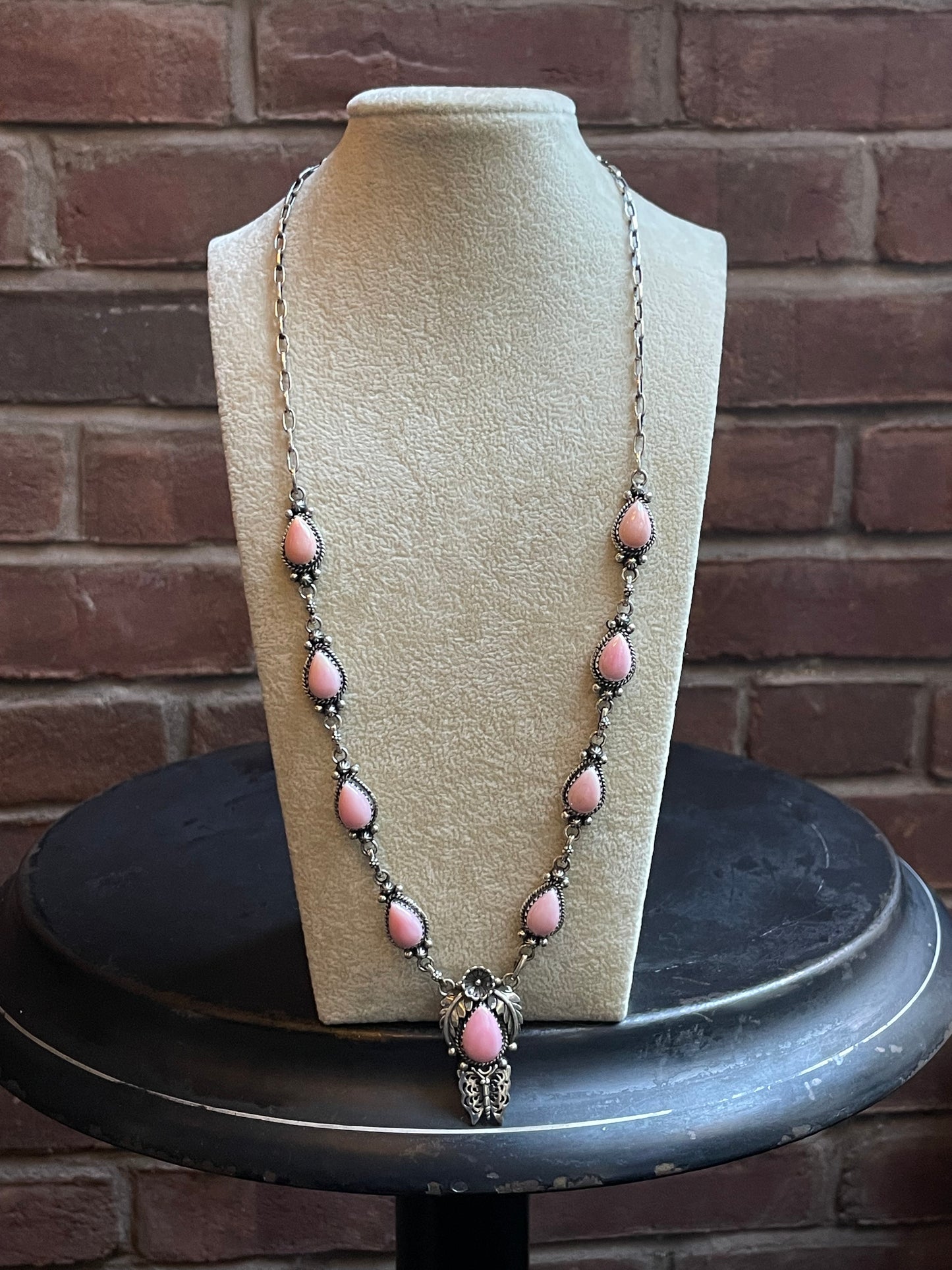 Pink Conch Floral Necklace | 925 Sterling Silver E337