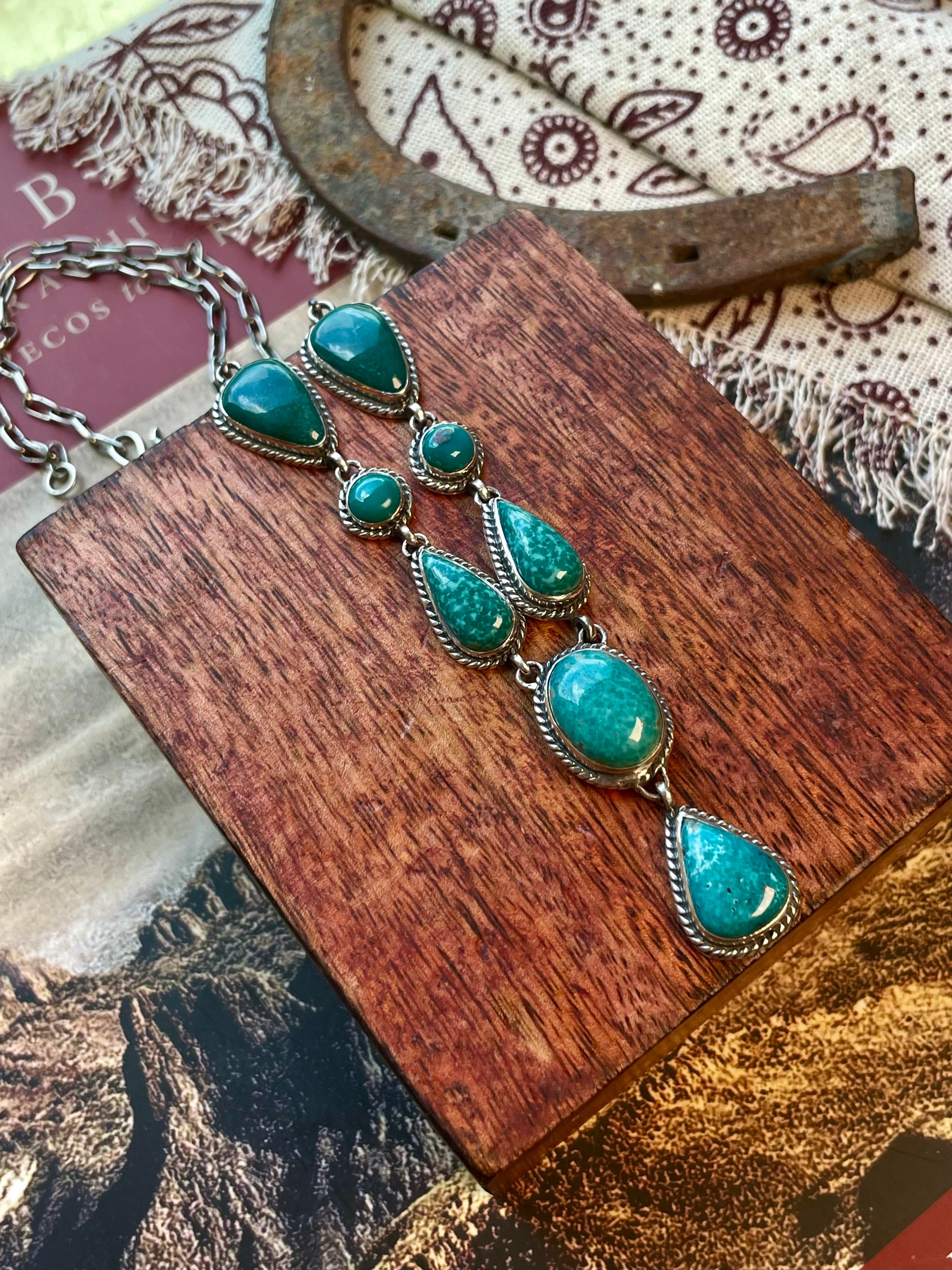 Turquoise Lariat Necklace | 925 Sterling Silver D223