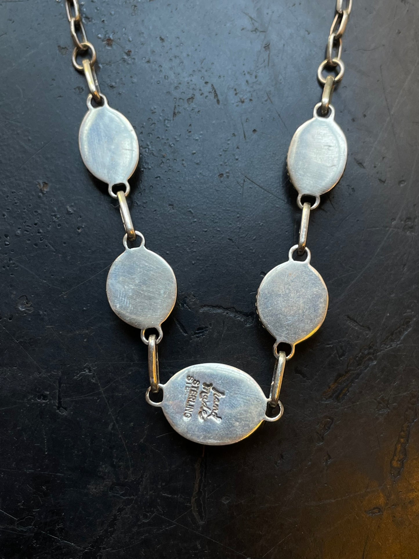 Green Turquoise Link Necklace | Sterling Silver E943