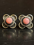 Pink Conch Flower Stud Earrings | 925 Sterling Silver G179