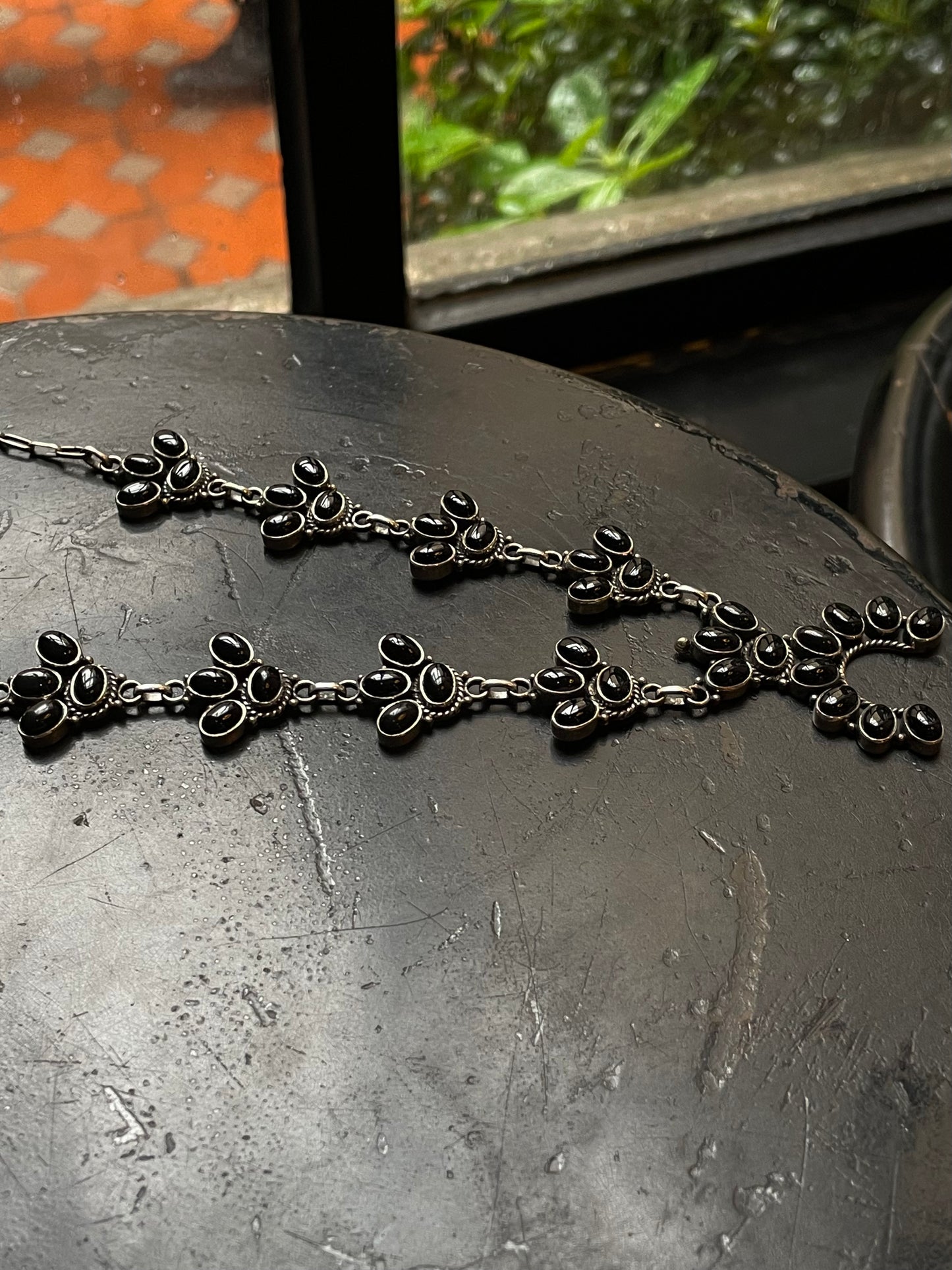 Black Onyx Naja Lariat Necklace | Sterling Silver G333