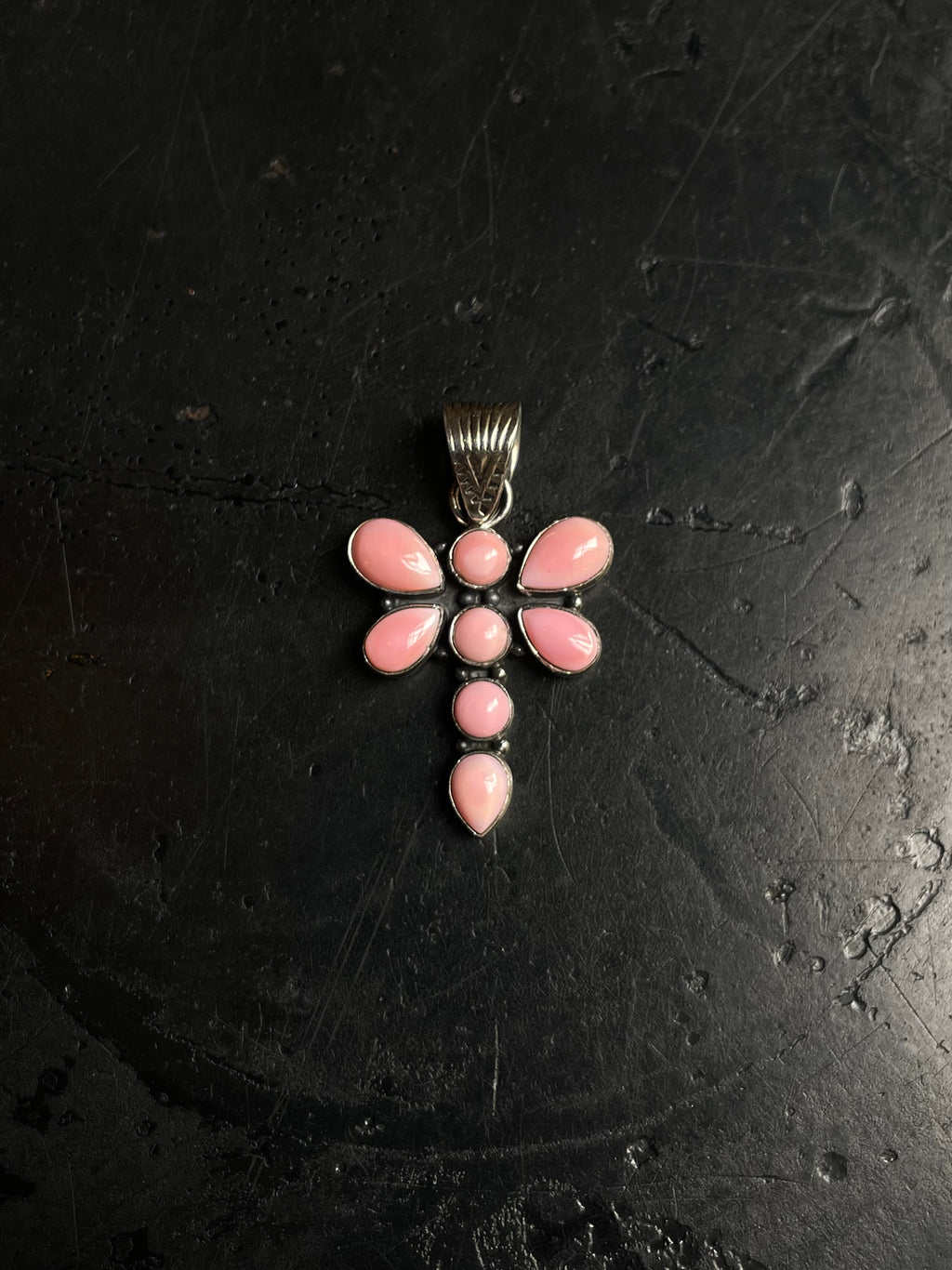 Pink Conch Dragonfly Pendant | 925 Sterling Silver C967