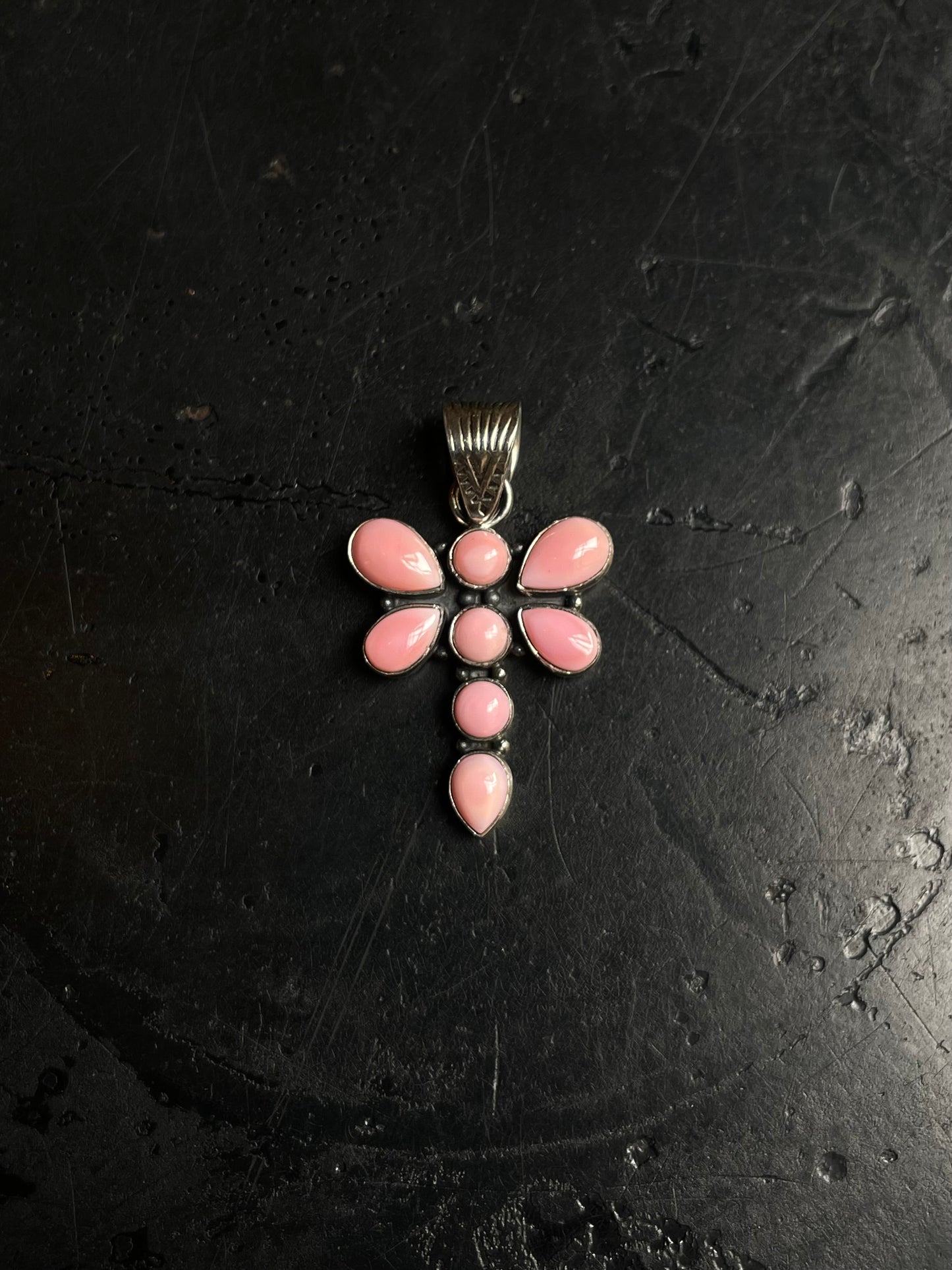 Pink Conch Dragonfly Pendant | 925 Sterling Silver C967
