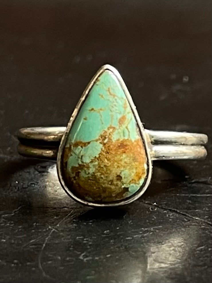 Turquoise Tear Drop Ring Size 8.75| 925 Sterling Silver G291