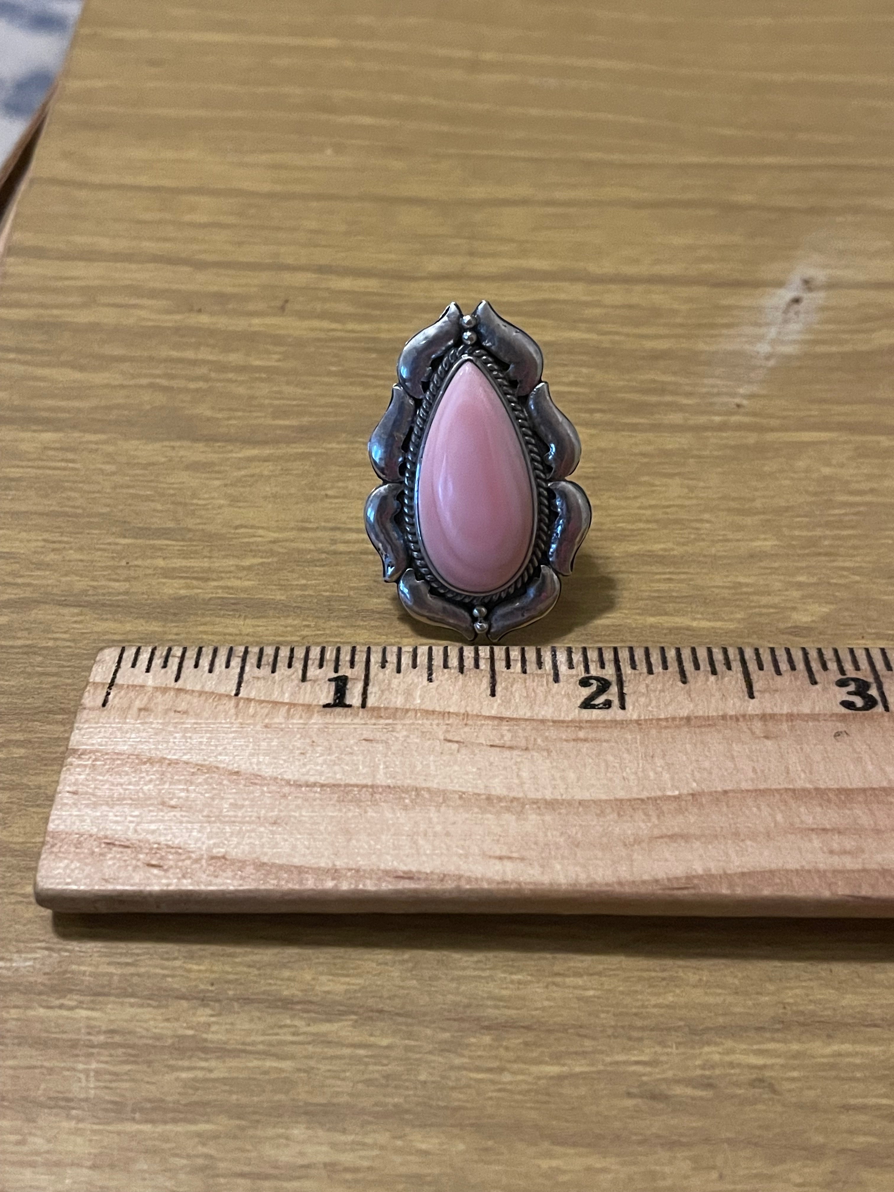 Pink Conch Tear Drop Ring Size 6.25 | 925 Sterling Silver G103