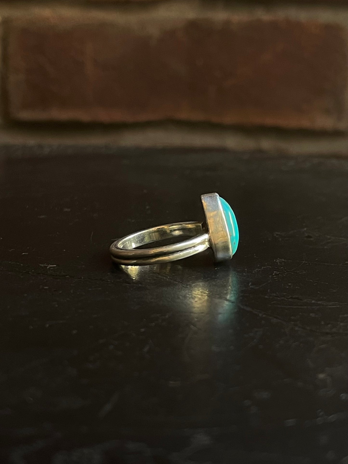Kingman Turquoise Tear Drop Ring | Sterling Silver | Size 6.5 G362