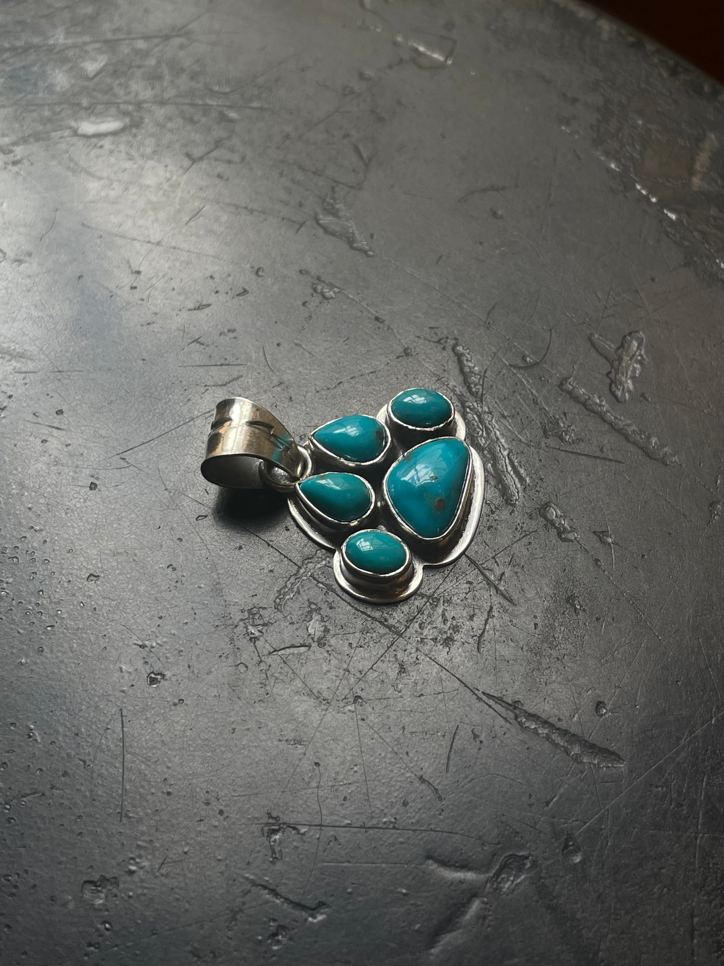 Turquoise Paw Print Pendant | Sterling Silver E707