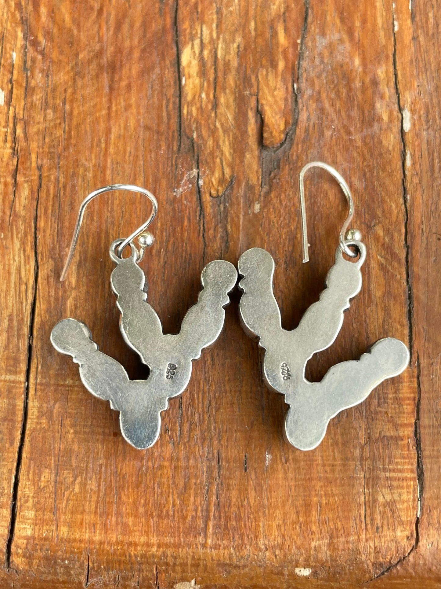 Turquoise and Coral Cactus Earrings | Sterling Silver B951