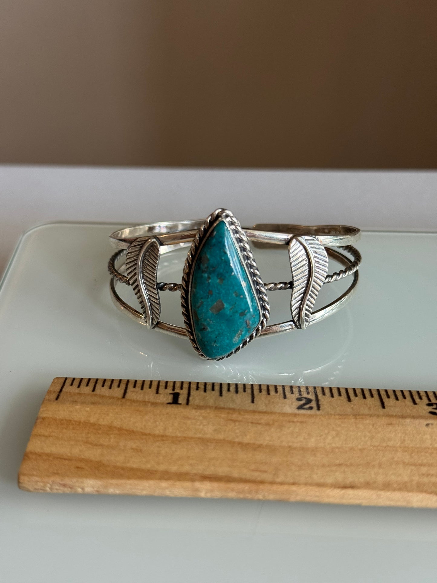 Asymmetrical Turquoise Cuff Bracelet | Sterling Silver | A852