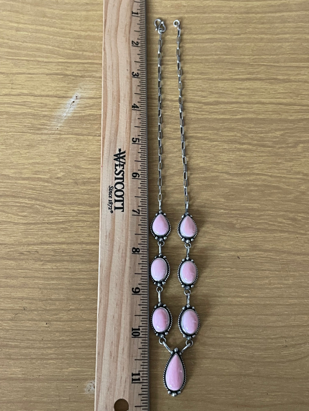 Pink Conch Lariat Necklace | Teardrop Station Drop | 925 Silver E586