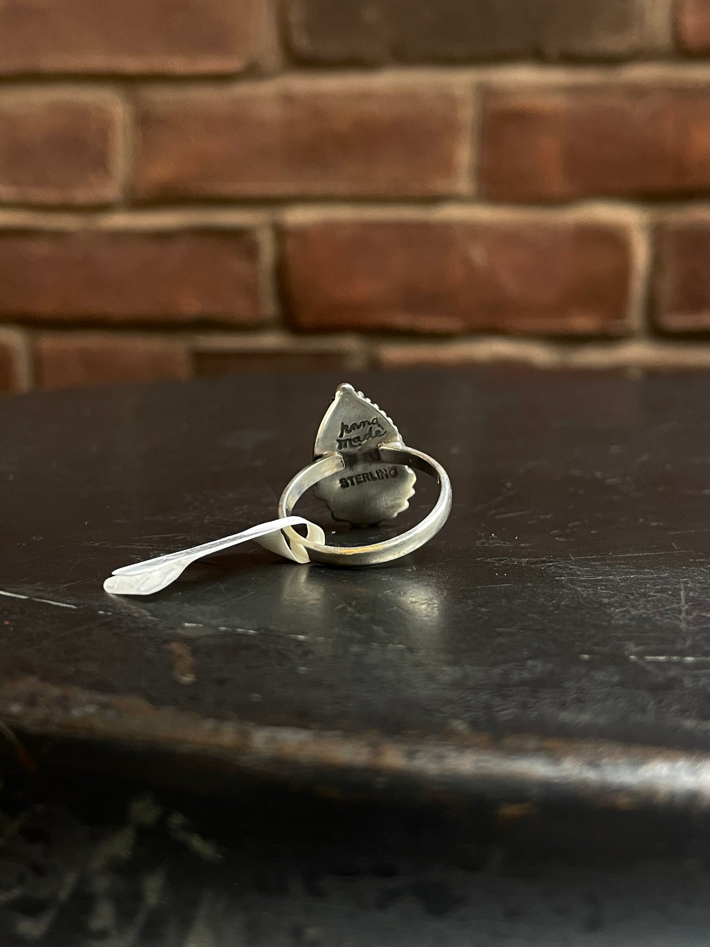 Kingman Turquoise Pear Ring | Sterling Silver | Size 8 | A320
