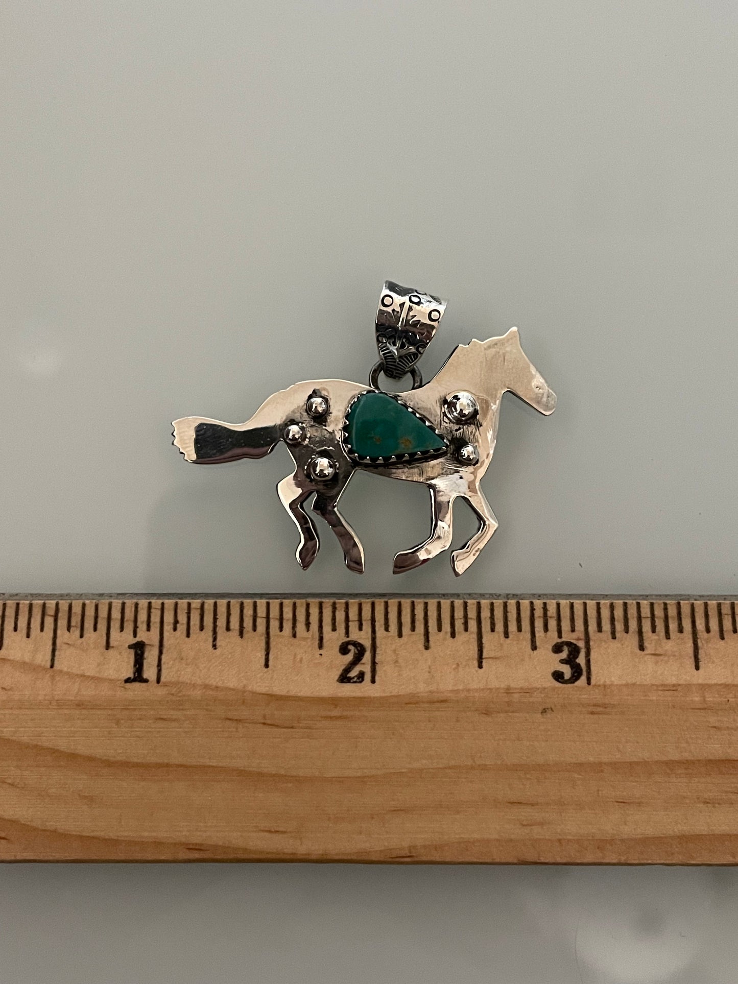 Kingman Turquoise Horse Pendant | 925 Sterling Silver E232