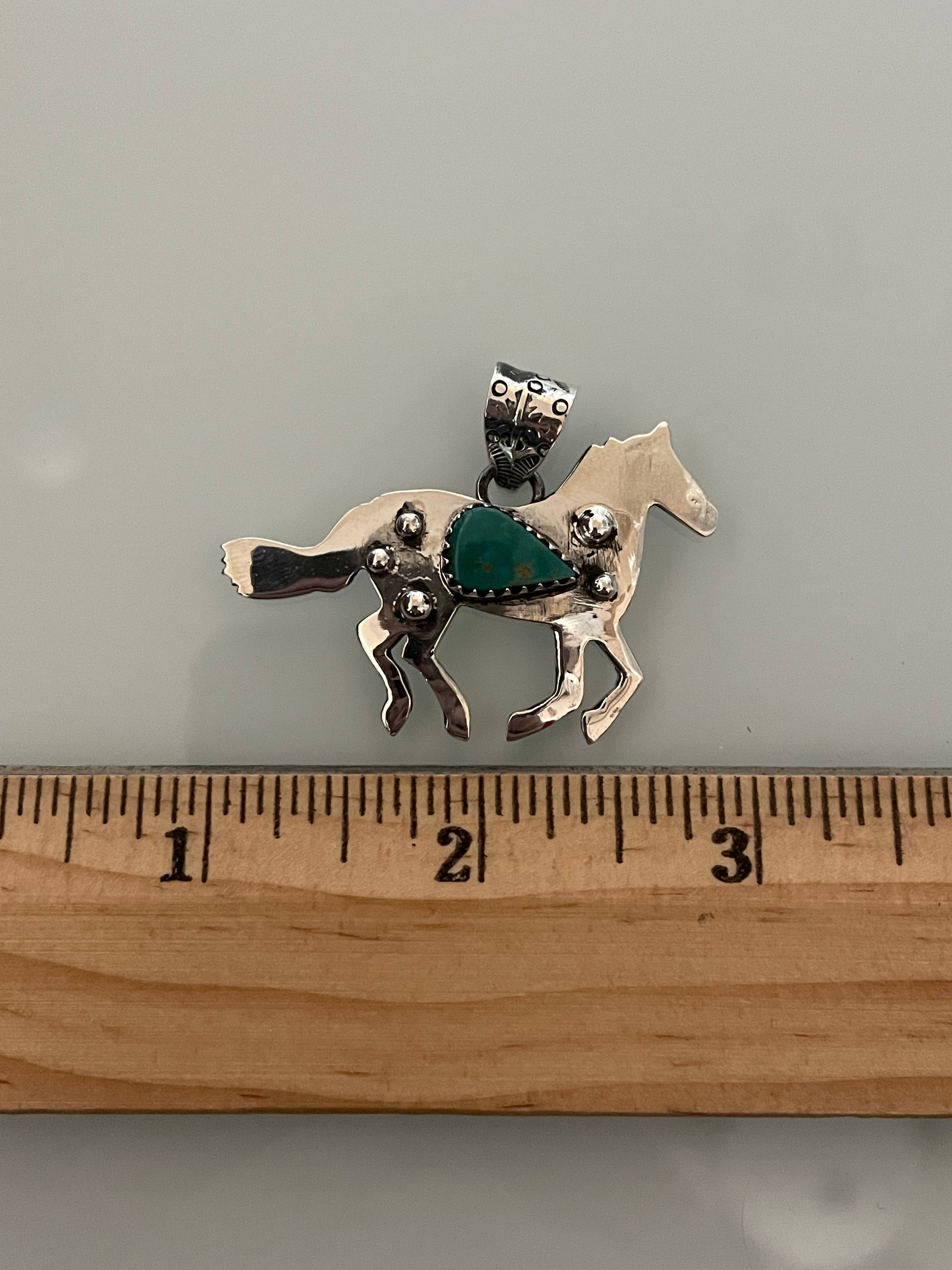 Kingman Turquoise Horse Pendant | 925 Sterling Silver E232
