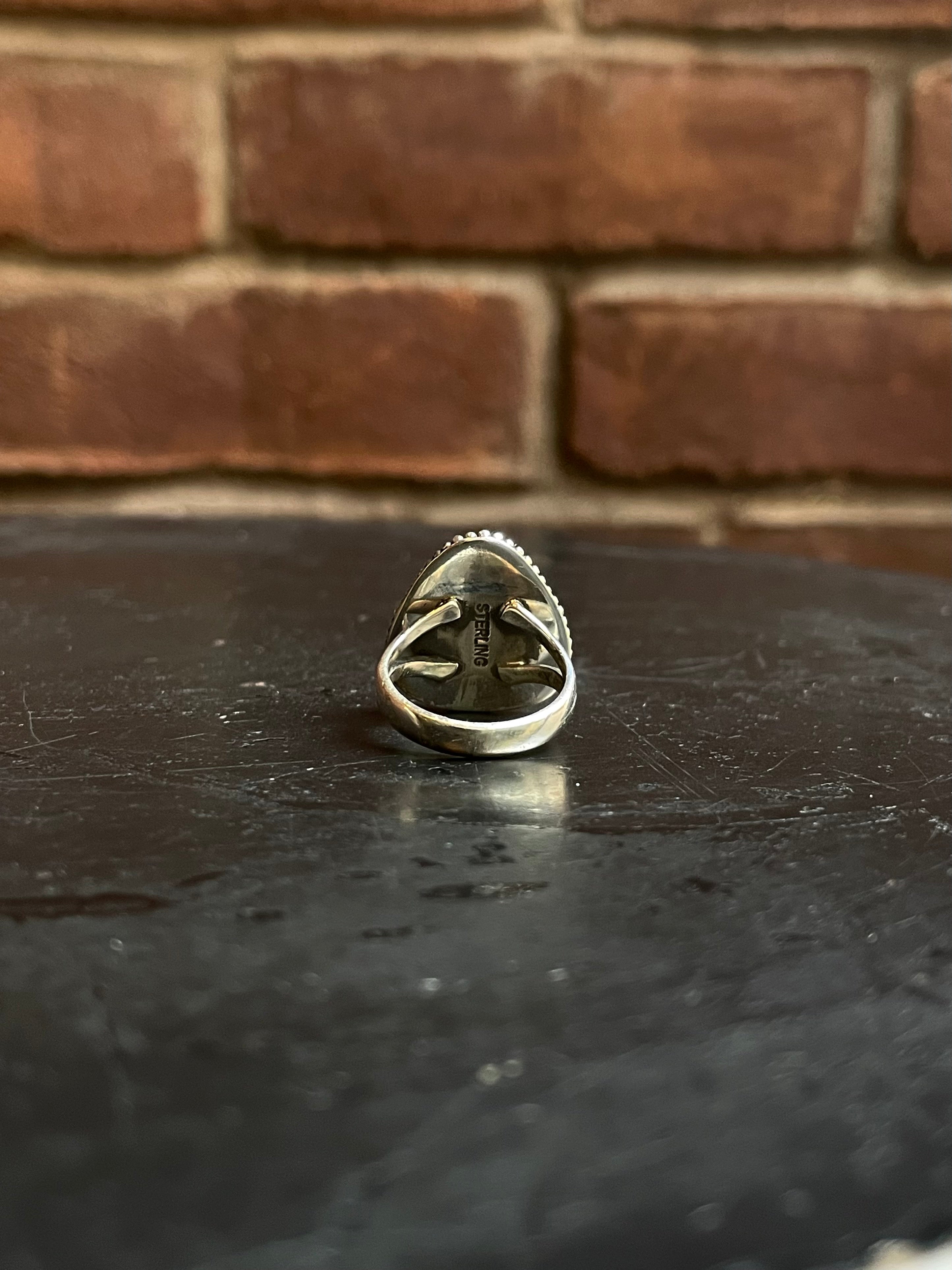 Kingman Turquoise Teardrop Ring Size 6 | 925 Sterling Silver Southwest E123