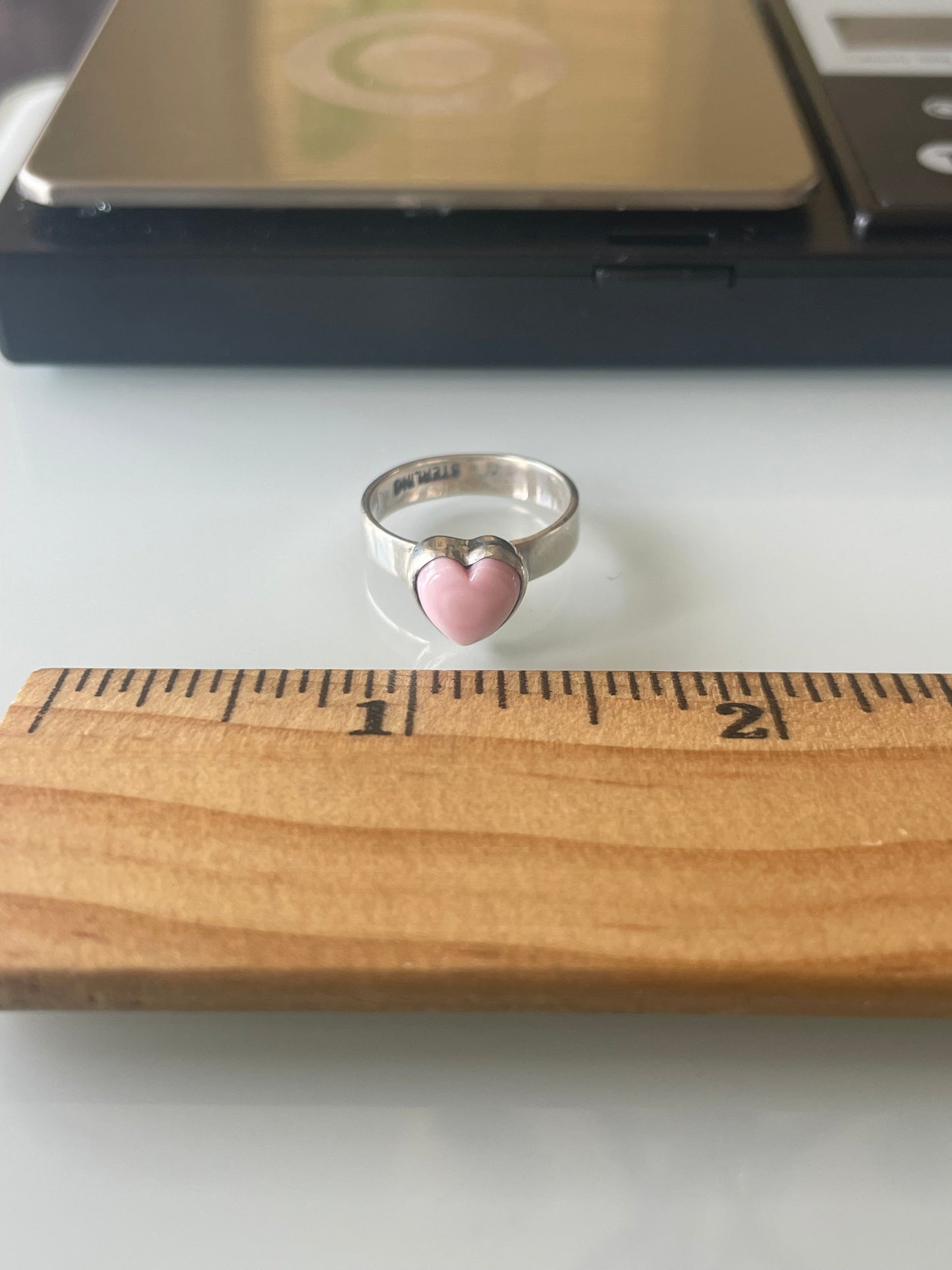 Pink Conch Heart Ring Size 6 | 925 Sterling Silver G125