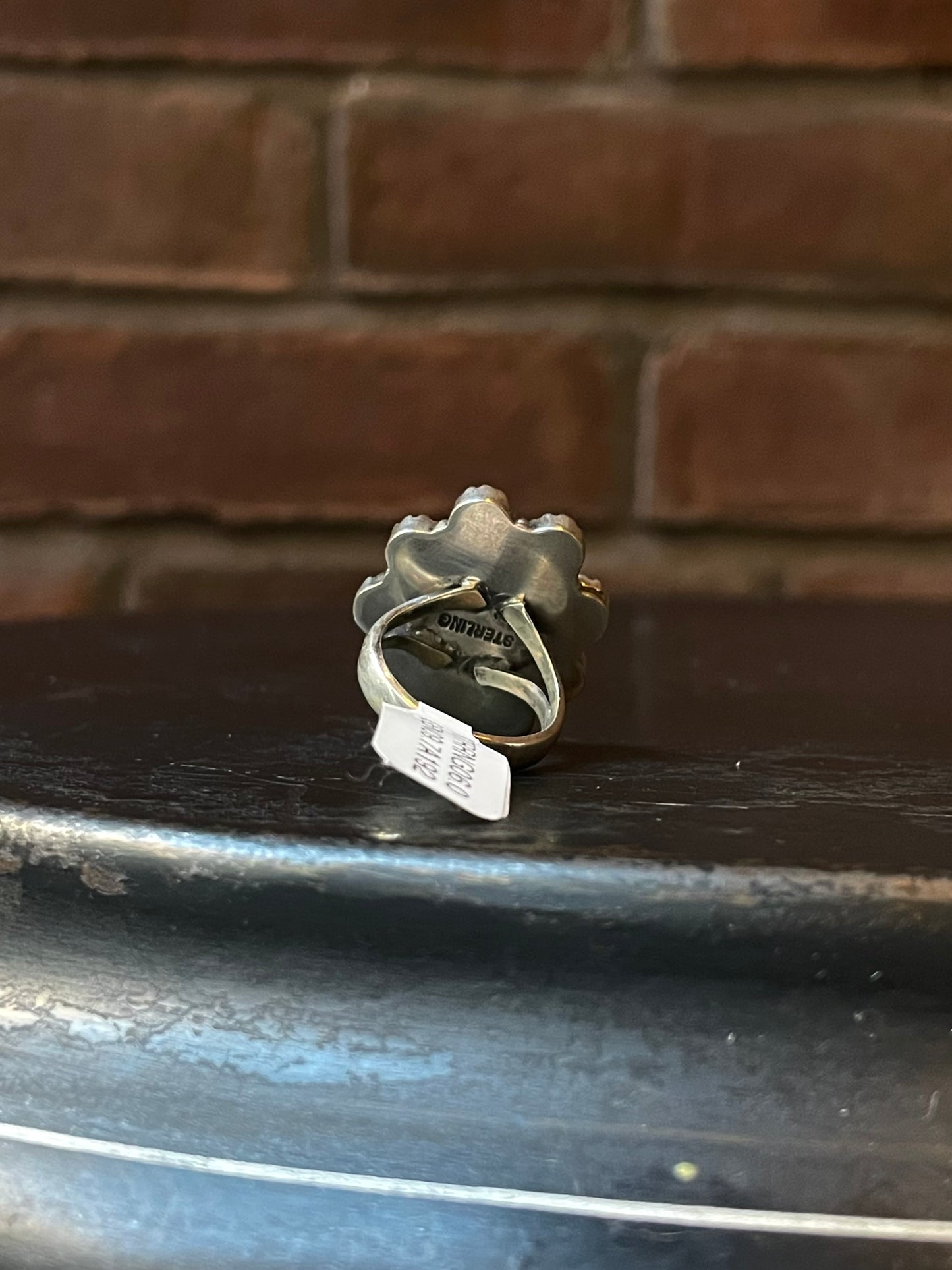 Kingman Turquoise Coral Cluster Ring | Sterling Silver | Size 6 | A192