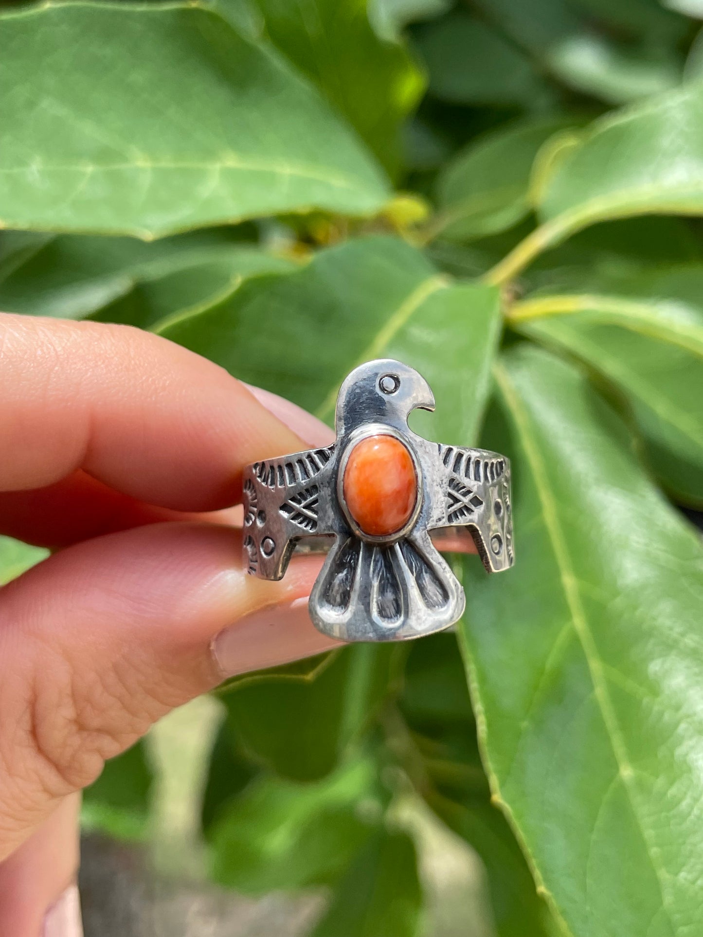 Spiny Oyster Thunderbird Ring Size 9.25 | 925 Sterling Silver D178