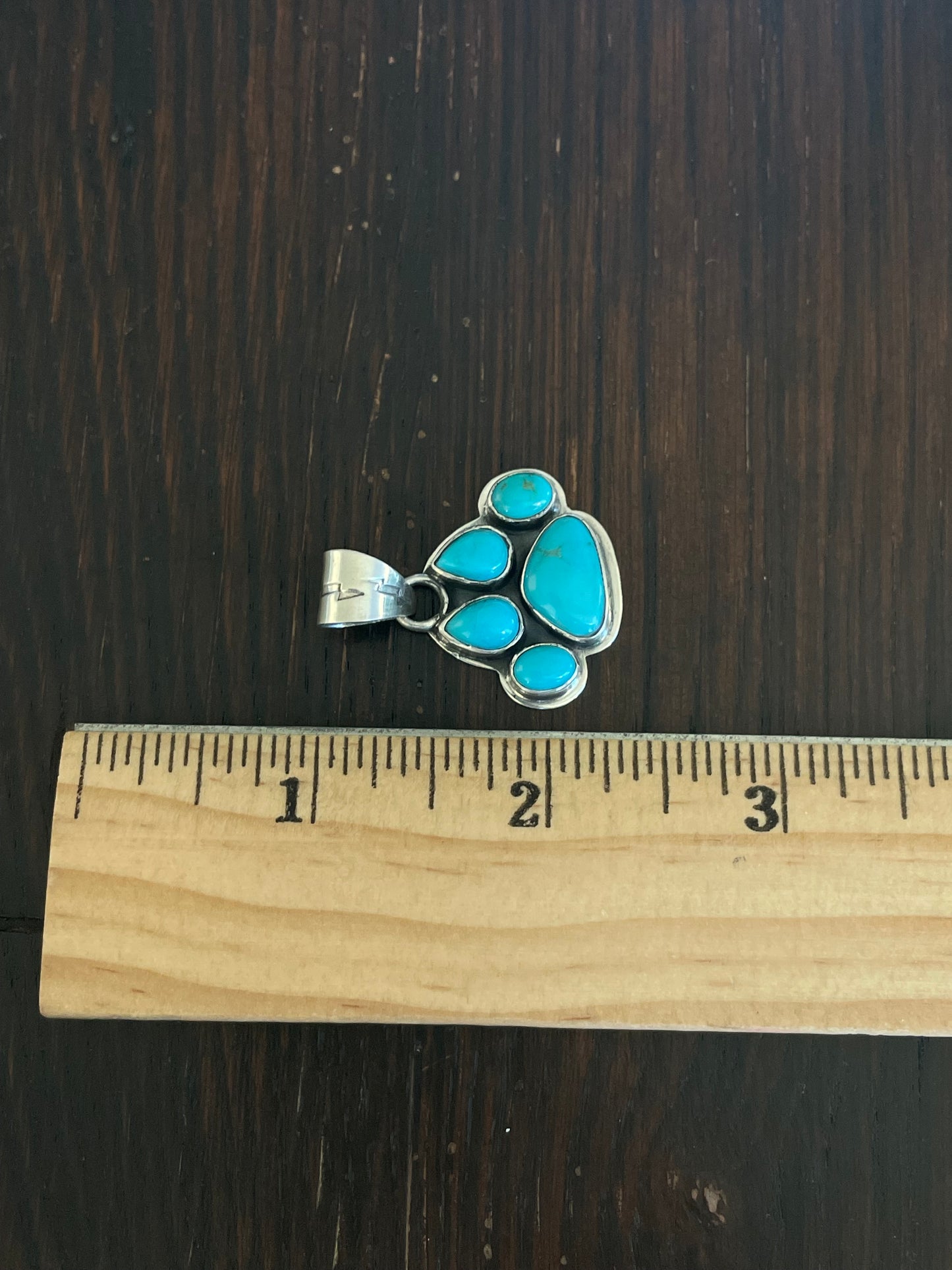 Turquoise Paw Print Pendant | Sterling Silver E706