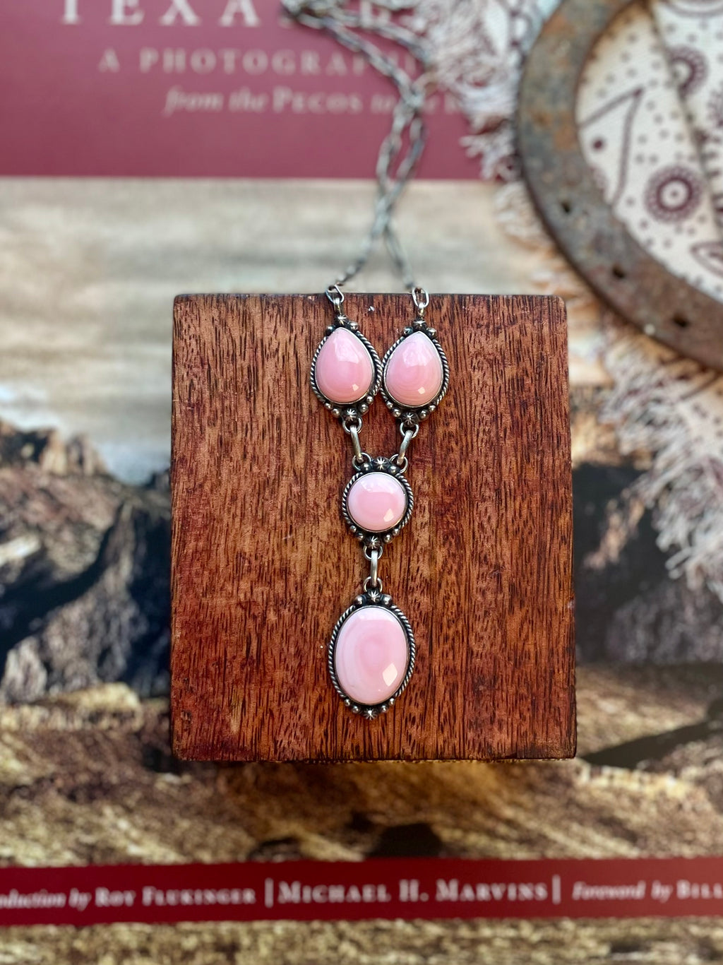 Pink Conch Lariat Necklace | 925 Sterling Silver D211