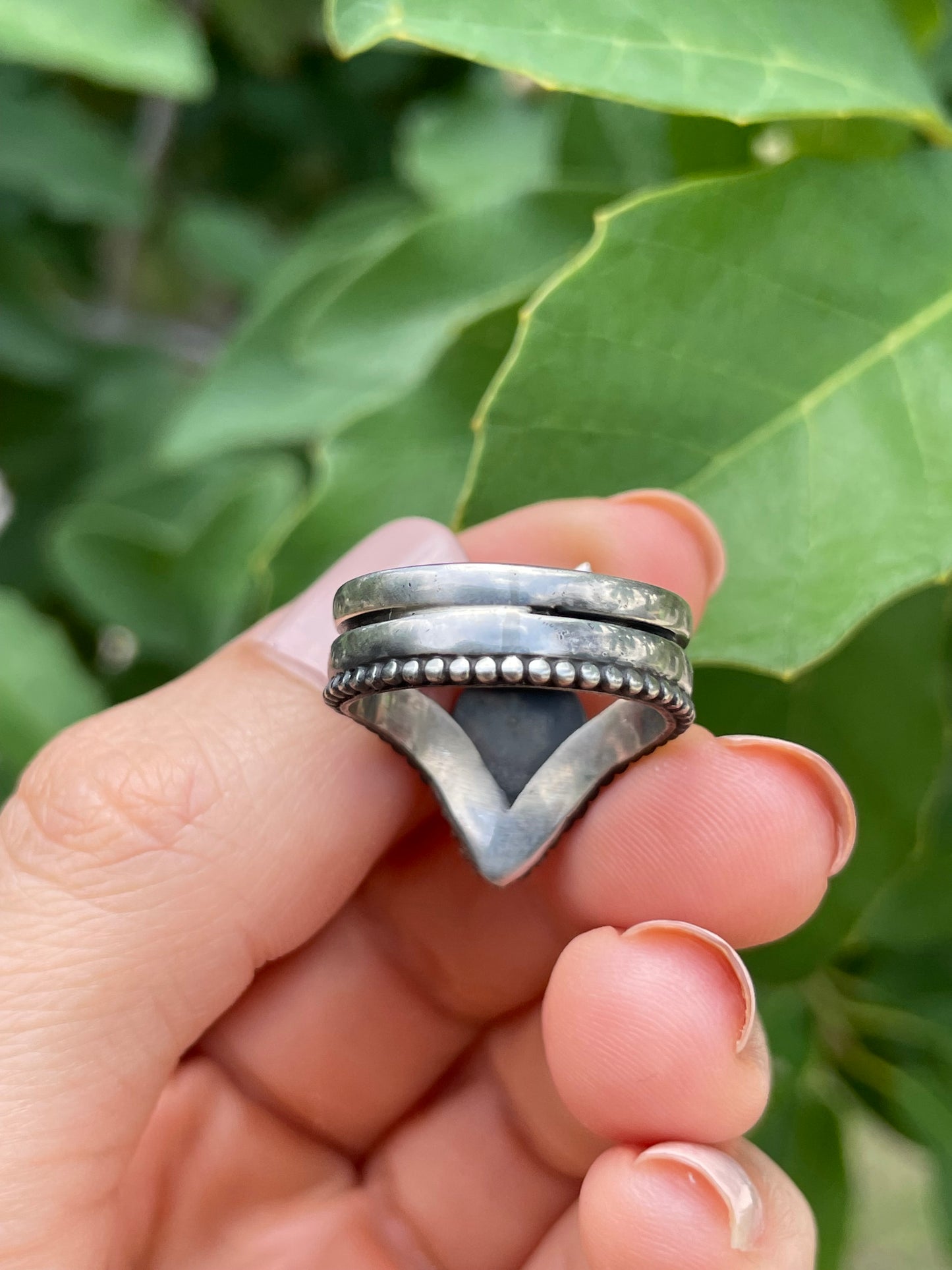 Spiny Oyster Crescent Moon Ring Size 7.5 | 925 Sterling Silver D170