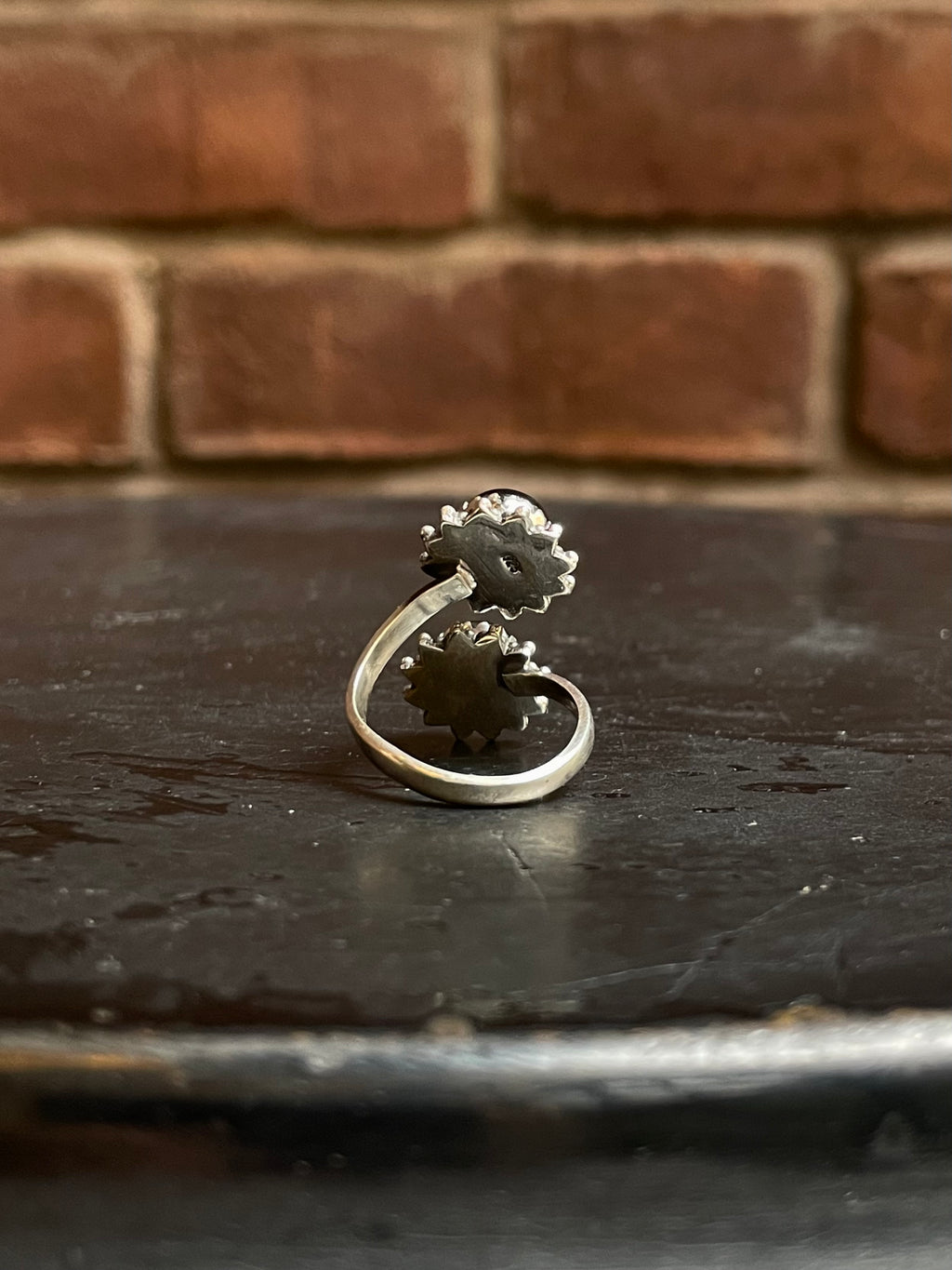 Black Onyx Bypass Ring Size 8 | 925 Sterling Silver Southwest E144